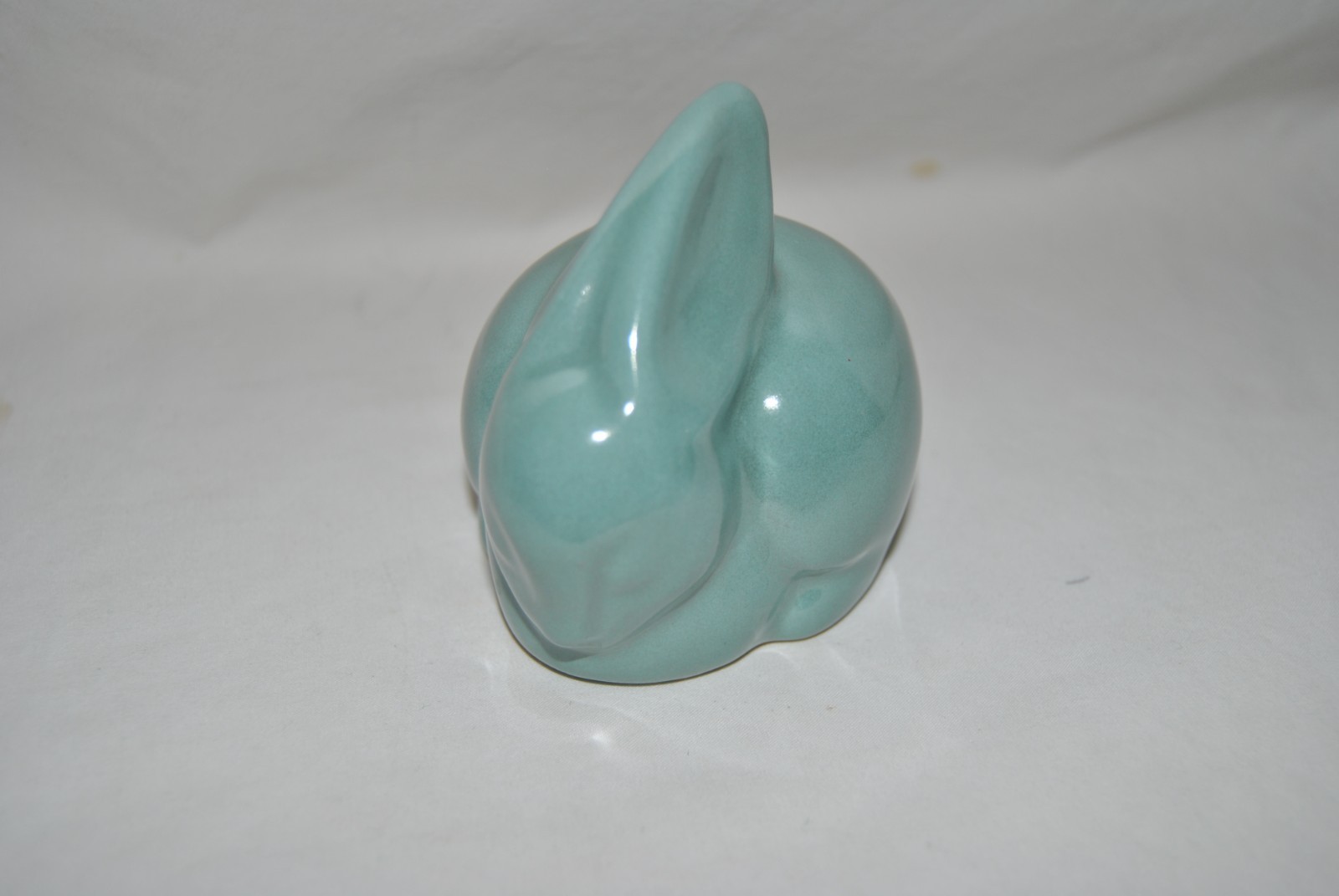 Van Briggle Light Blue Rabbit Bunny Paperweight Signed On Bottom