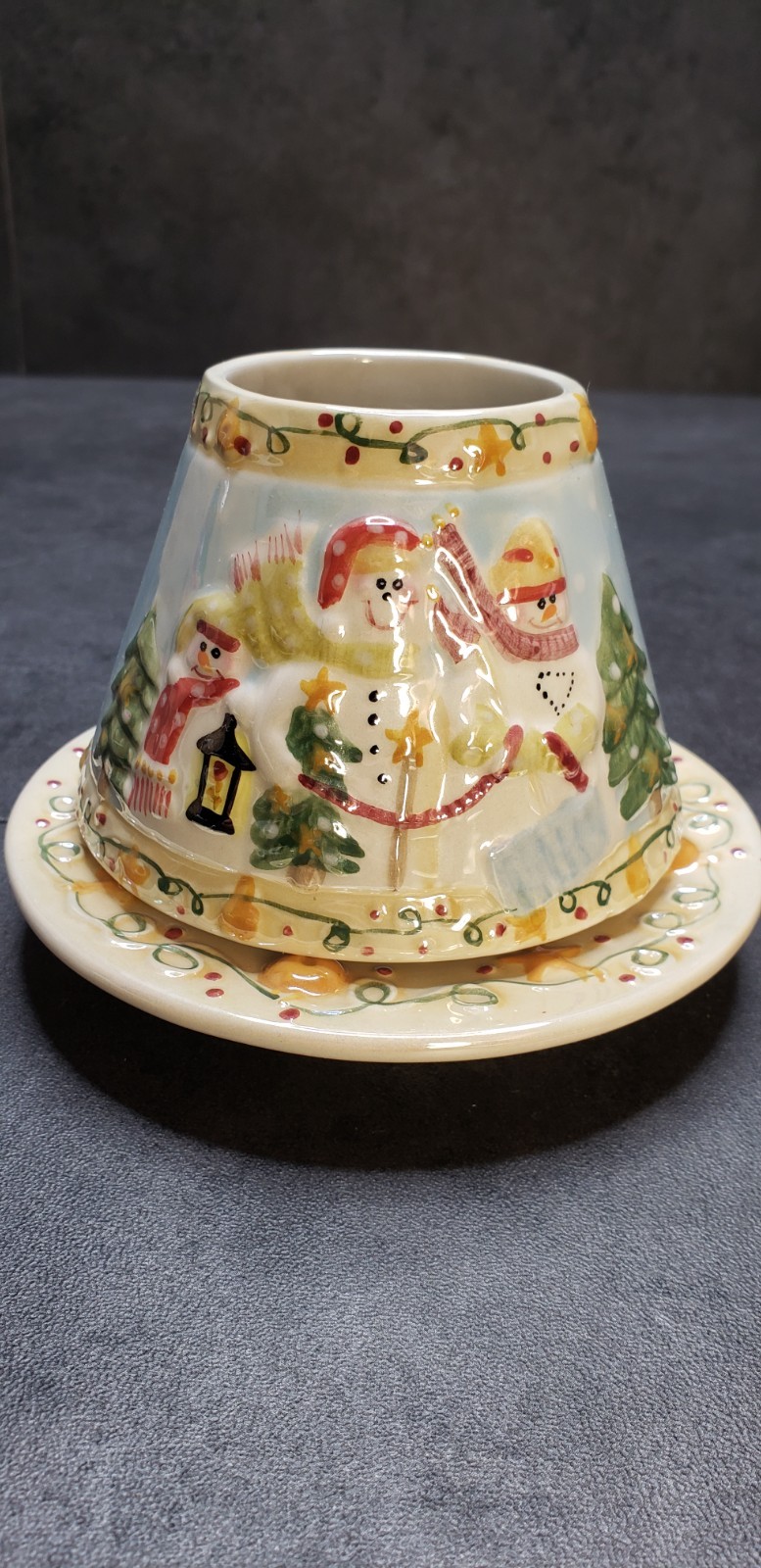 Candle Topper Shade Snowman and Plate with Santas Cookie by Yankee Candle