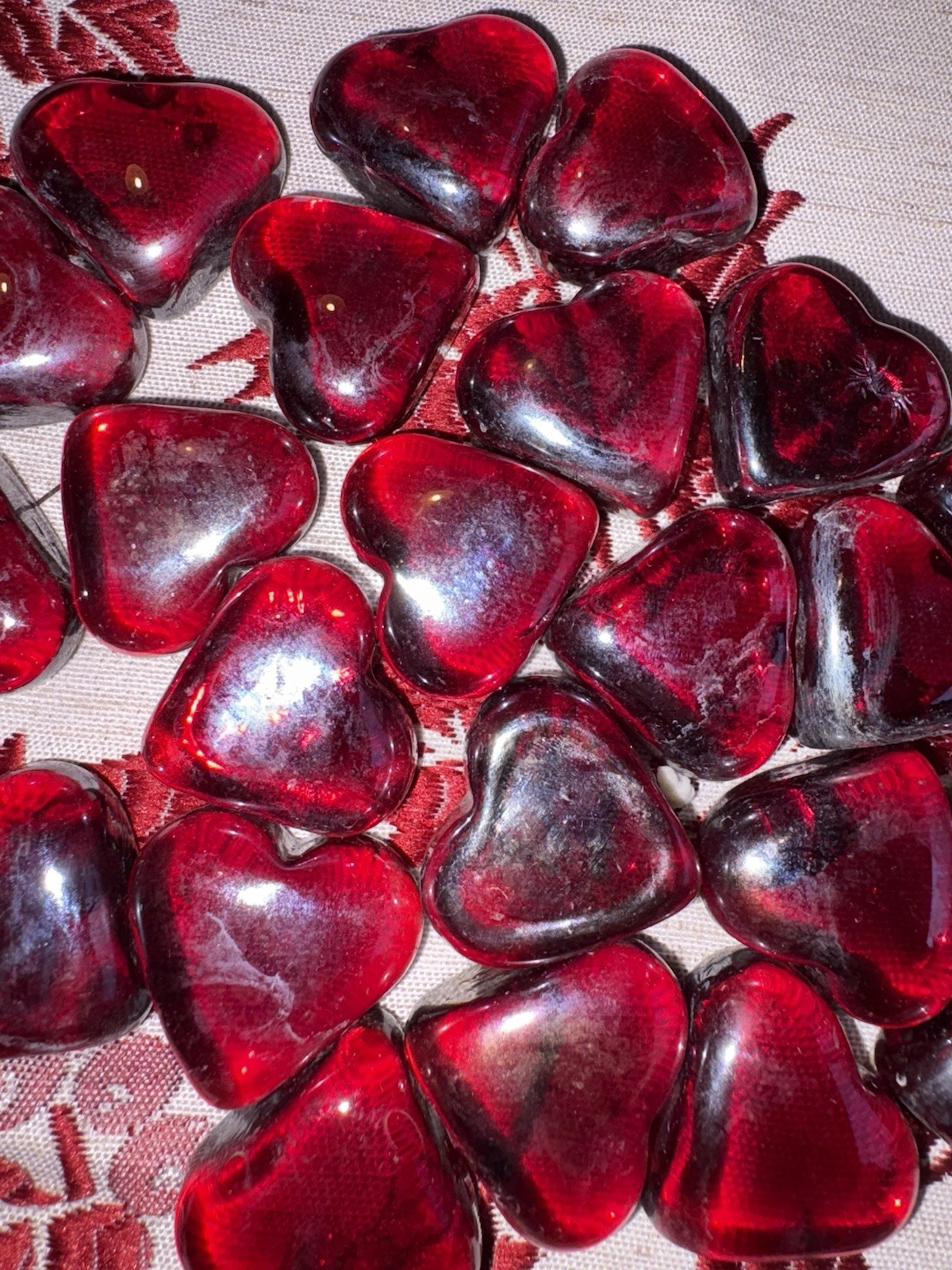 Ruby Small Glass Blown Hearts. For A Vase, Fishbowl, Or Any Decor