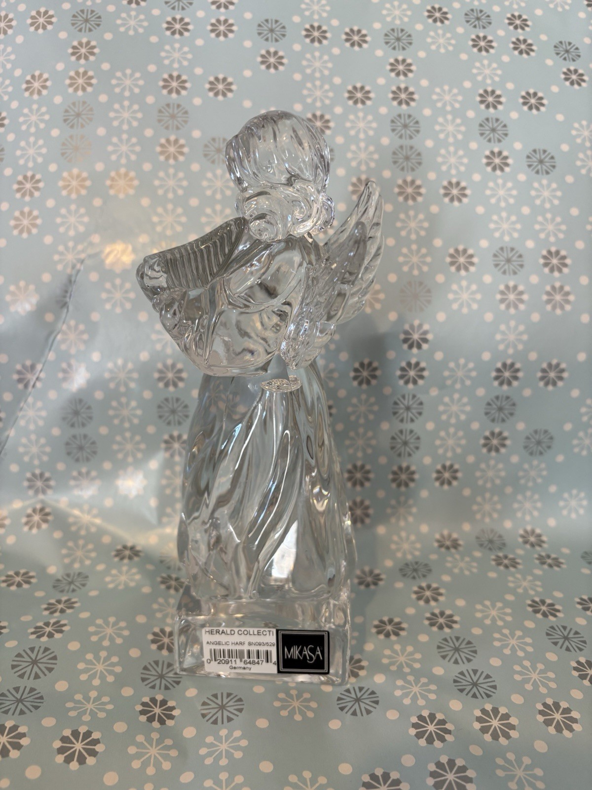 Mikasa Herald Collection Angel Harp Crystal Glass Germany 8” Tall SN093/529