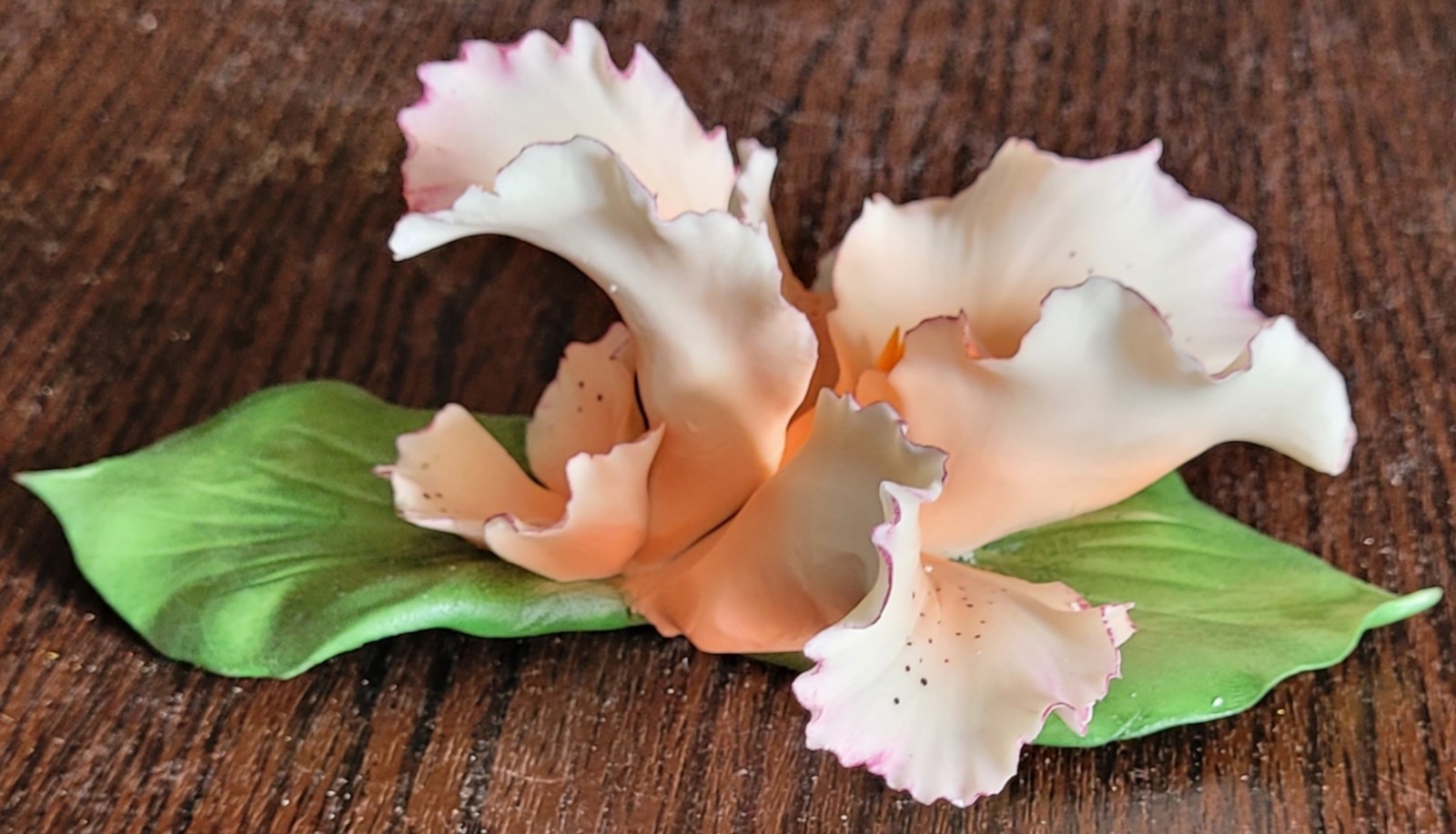 Vintage Capodimonte Porcelain Flower Peach Puple White Handpainted