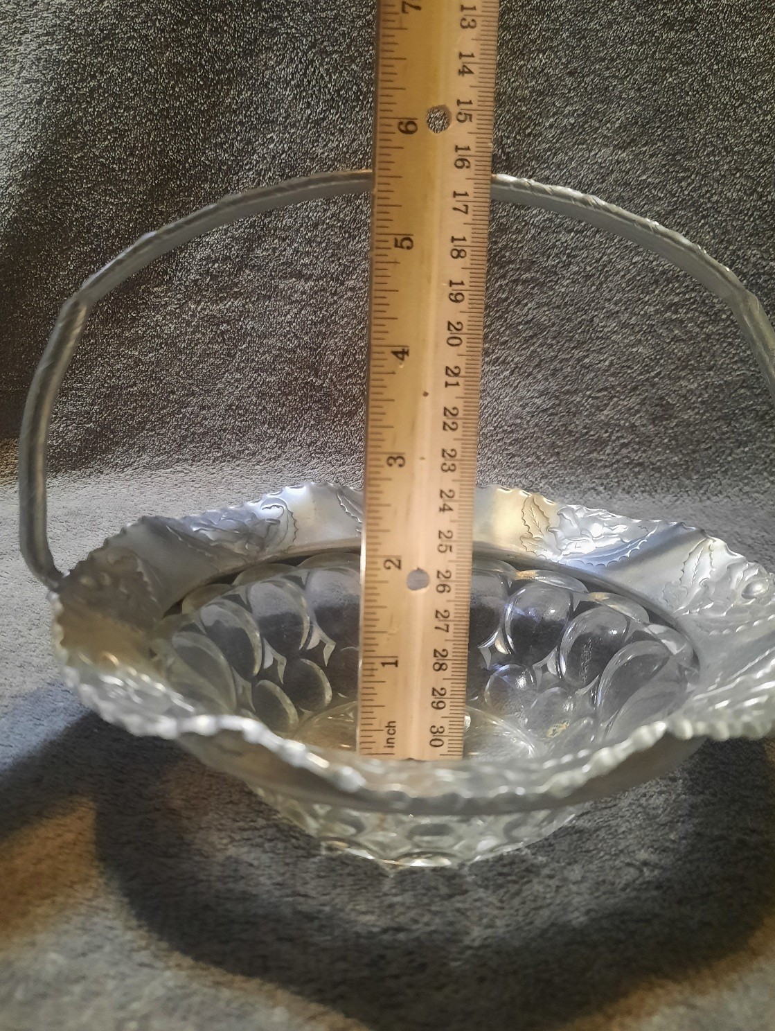 Aluminum And Glass Vintage Basket 7″ Diameter