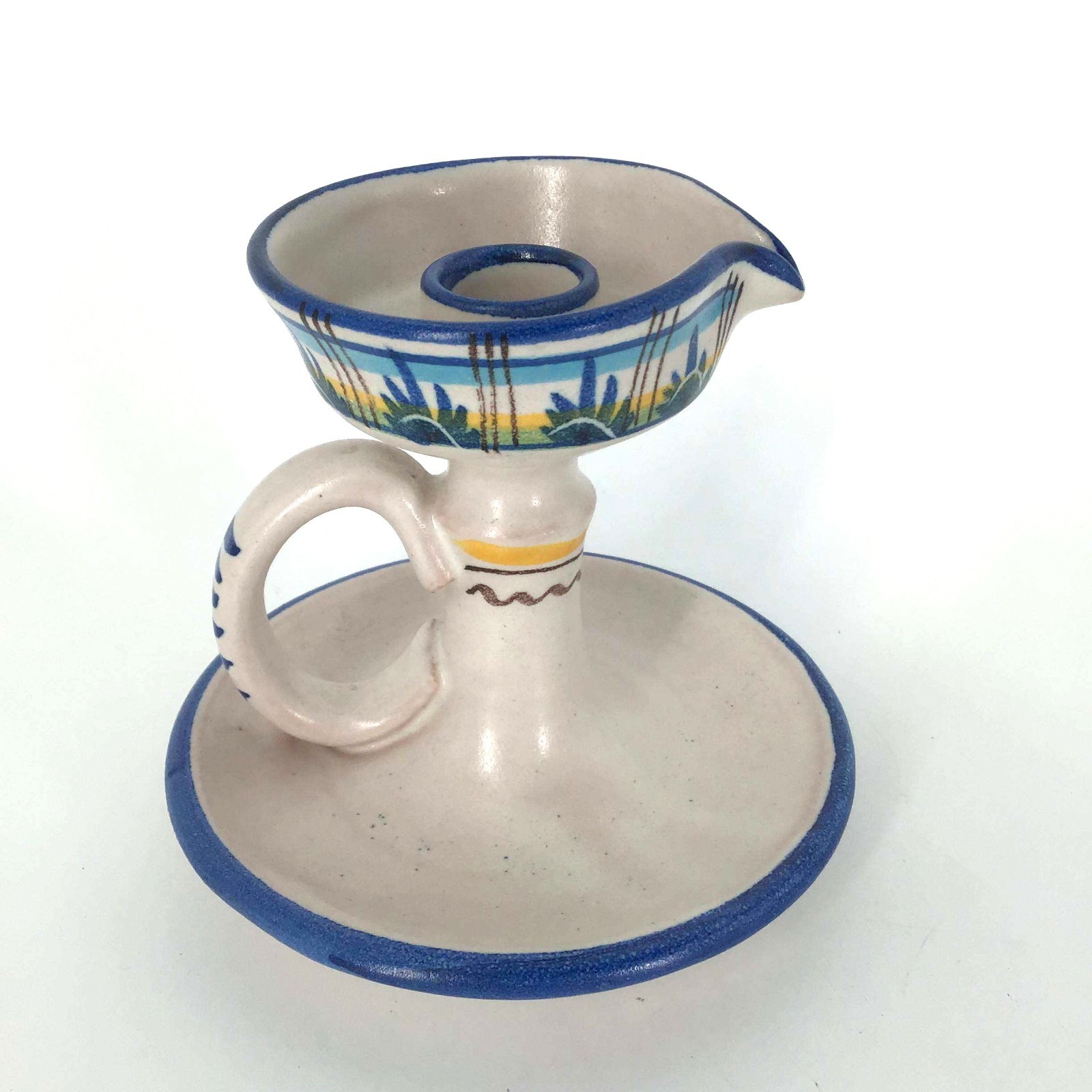 Ceramica d’Amore Vietri Candle Holder Stoneware Chamberstick 4.25″ H