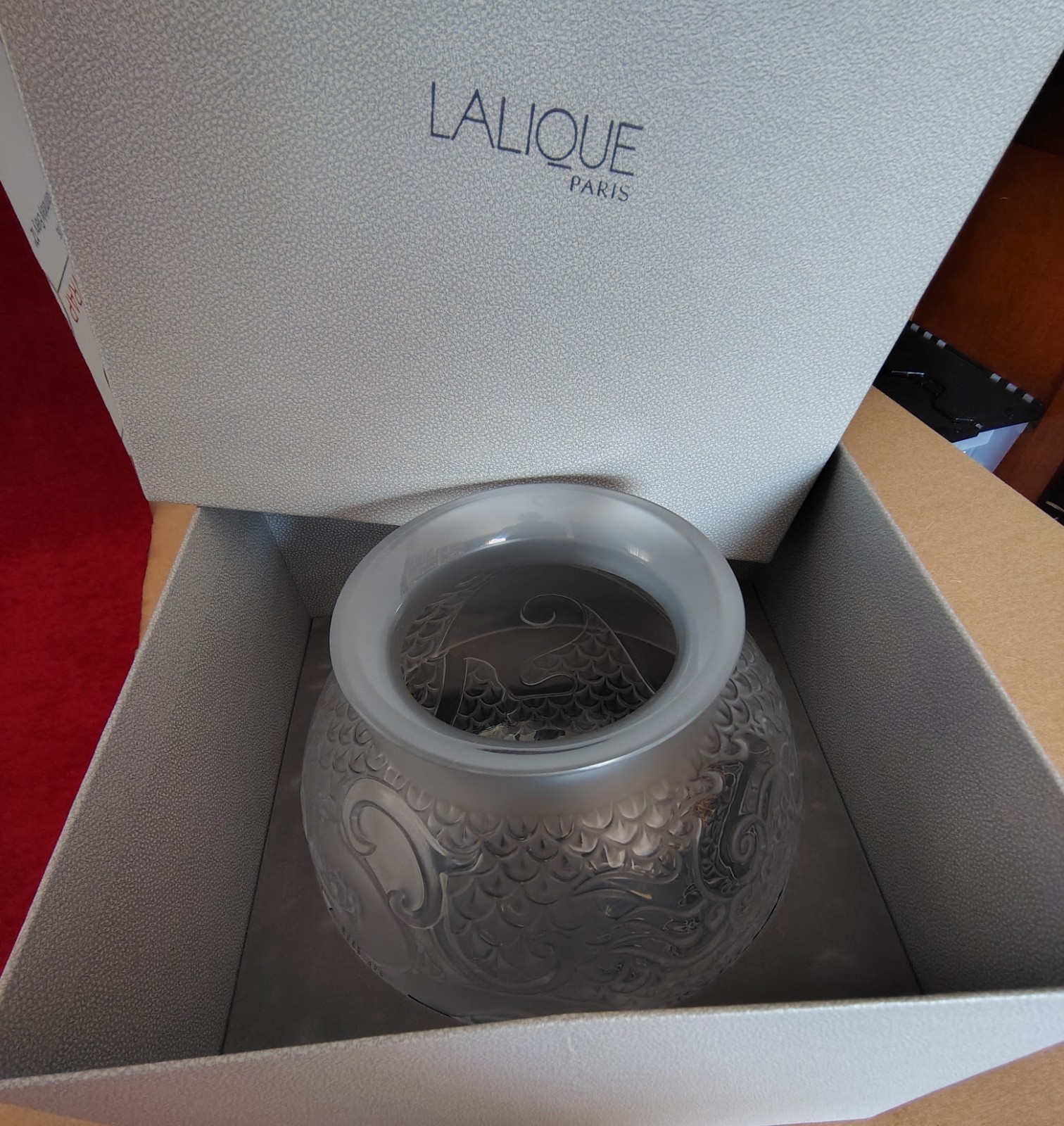 LALIQUE France XIAN Large Vase 1996 Crystal Glass w/Box X’Ian