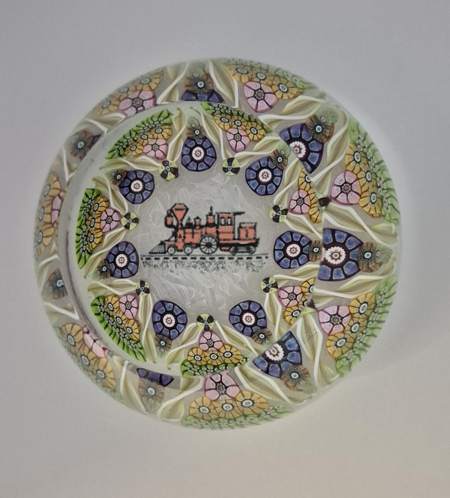 Perthshire PP56 Locomotive/Train Millefiori Art Glass Paperweight 1651
