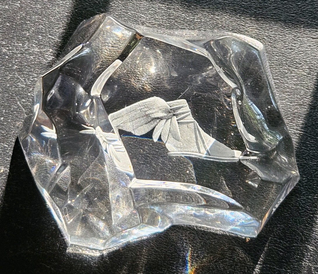 Goodyear Wingfoot Val St. Lambert Belgium Depose Crystal Iceberg Paperweight