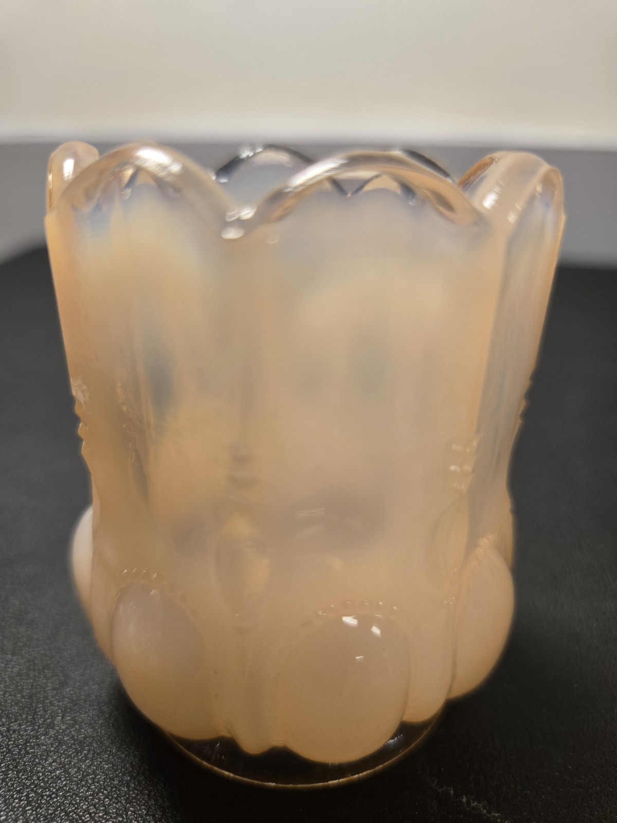 Vintage Degenhart “Crown Tuscan” Glass Beaded Oval Cameo Toothpick Holder