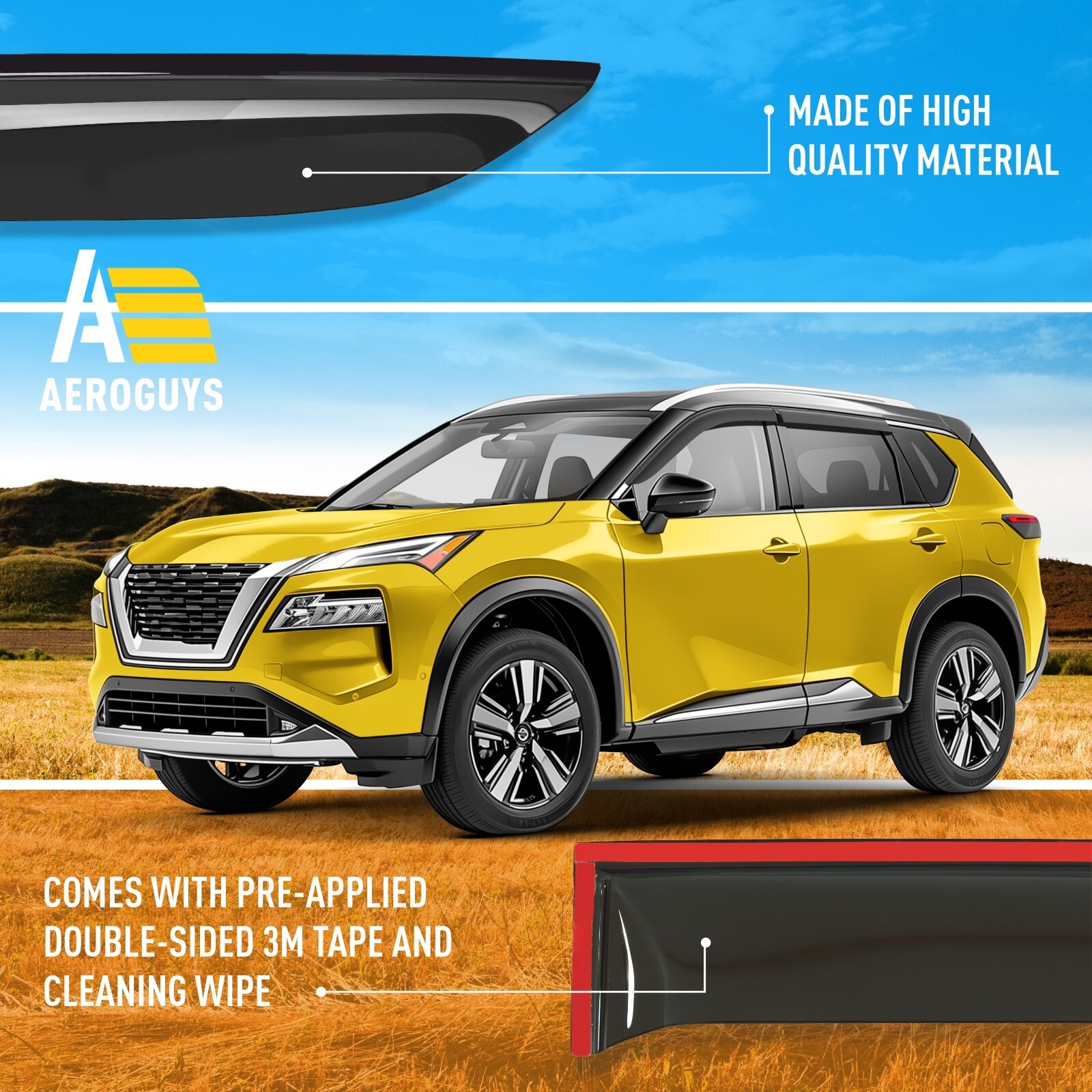Rain Guards Vent Visors Shade for 2021-2025 Nissan Rogue