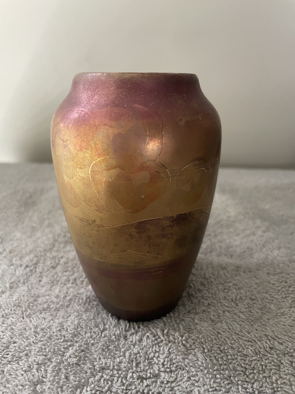 Weller LaSa 1920s Art Nouveau Pottery Luster Glaze Scenic Tree 4 1/4” Tall