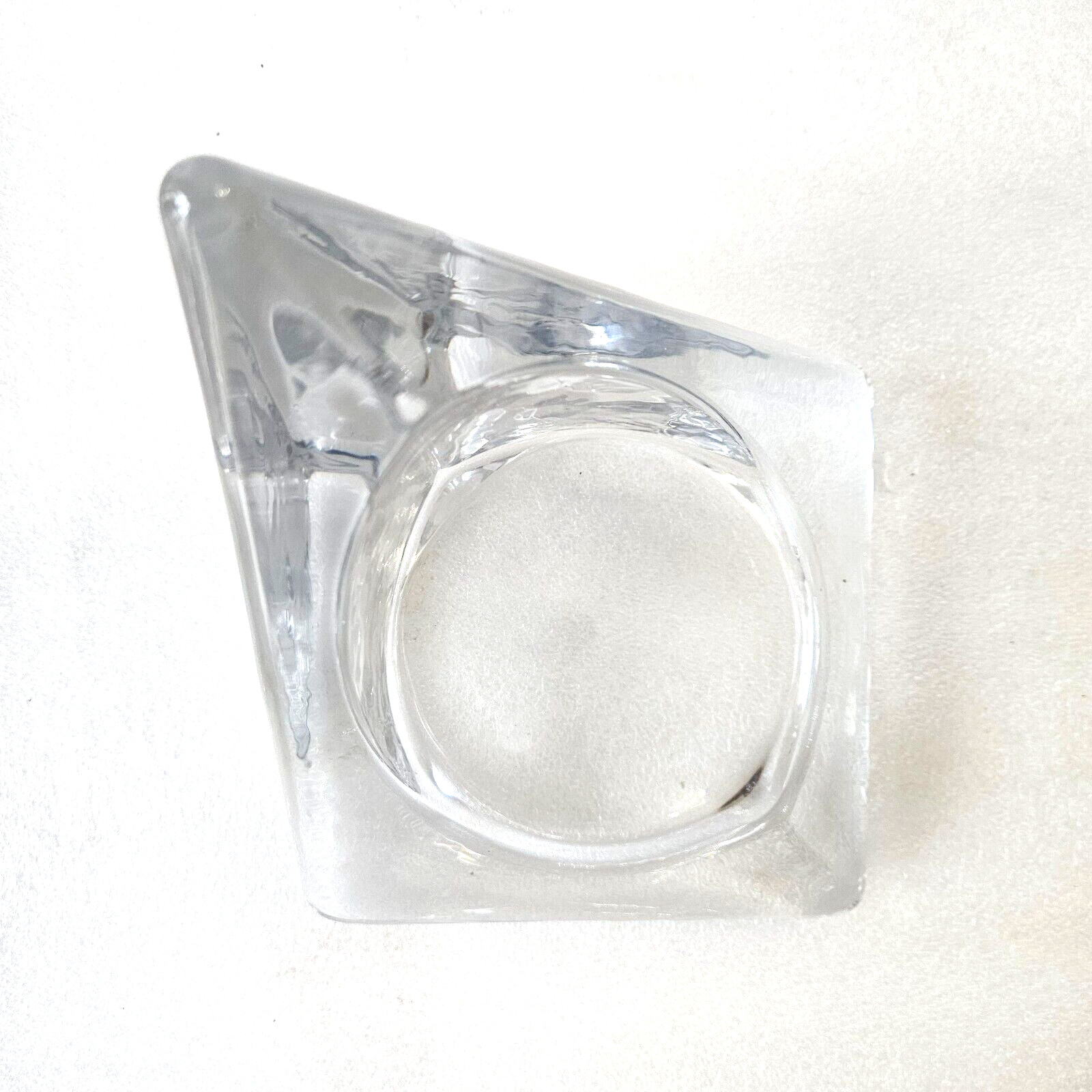 Vintage Nybro 5″ Tall Art Glass Ice Pyramid Candle Holder/Tord Kjellstrom/Sweden