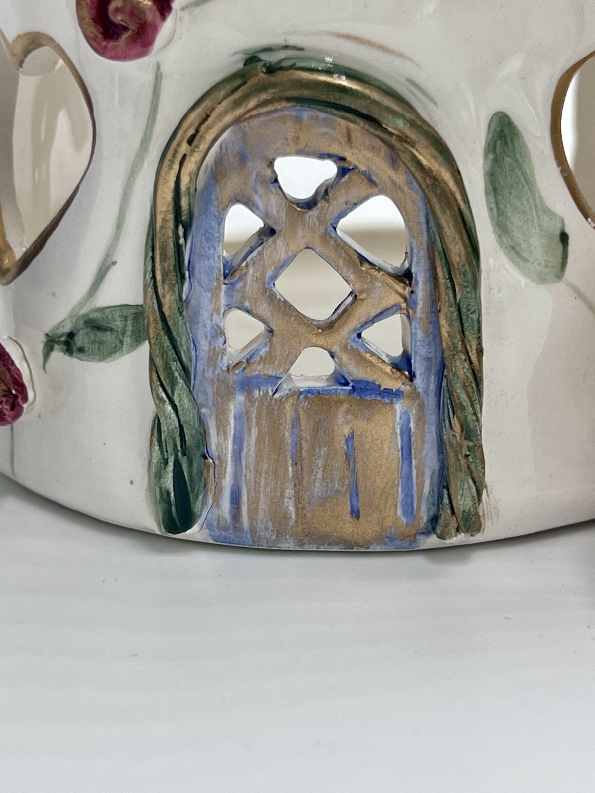 NWT Crazy Mountain Cottage Core Ceramic Birdhouse Garden Candle Votive Holder