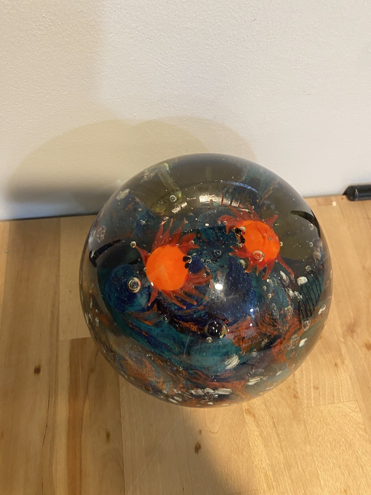Large Art Glass Paperweight Underwater Scene Crabs Ocean Heavy 8 Lbs