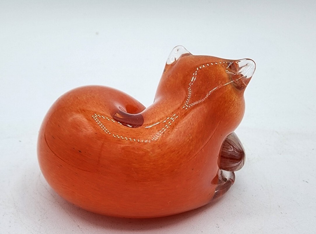 Studio Art Glass Langham England Fox At Rest Paperweight Signed Paul Miller