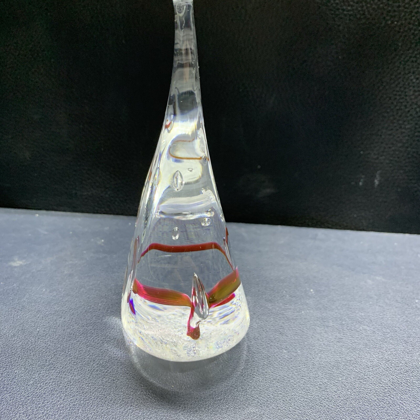 Studio Art Glass Free Form Teardrop Paper Weight Artist Signed 6” Tall 1.3 Lbs
