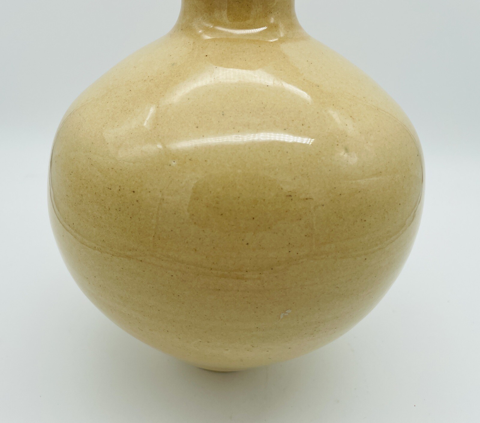 MCM Stoneware Pottery Vase Beige 4+ lbs Studio Art Signed Beautiful B1