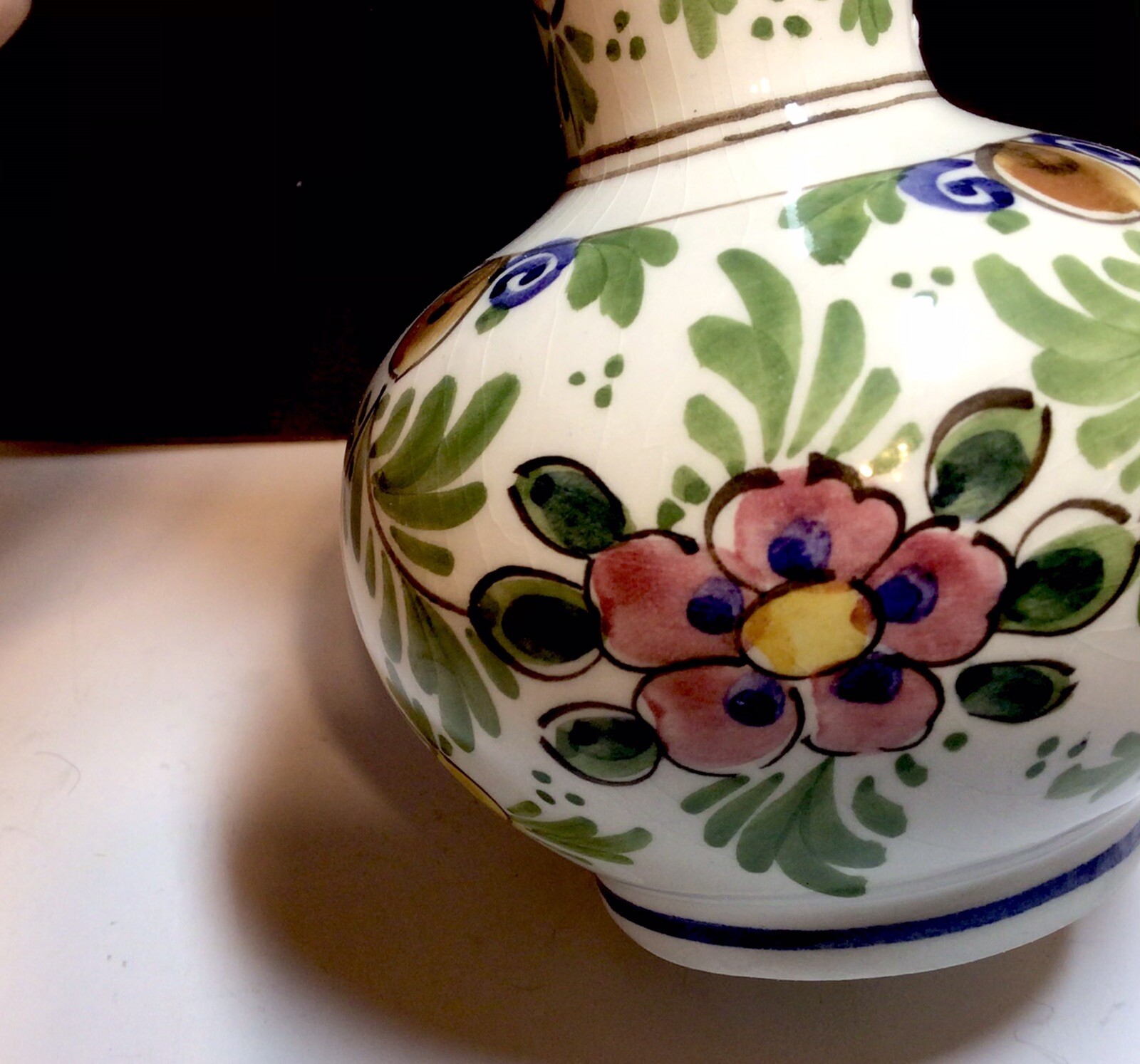 Defltse Pauw DP Pottery Delft Dutch Holland Vase Hand Painted Floral Signed