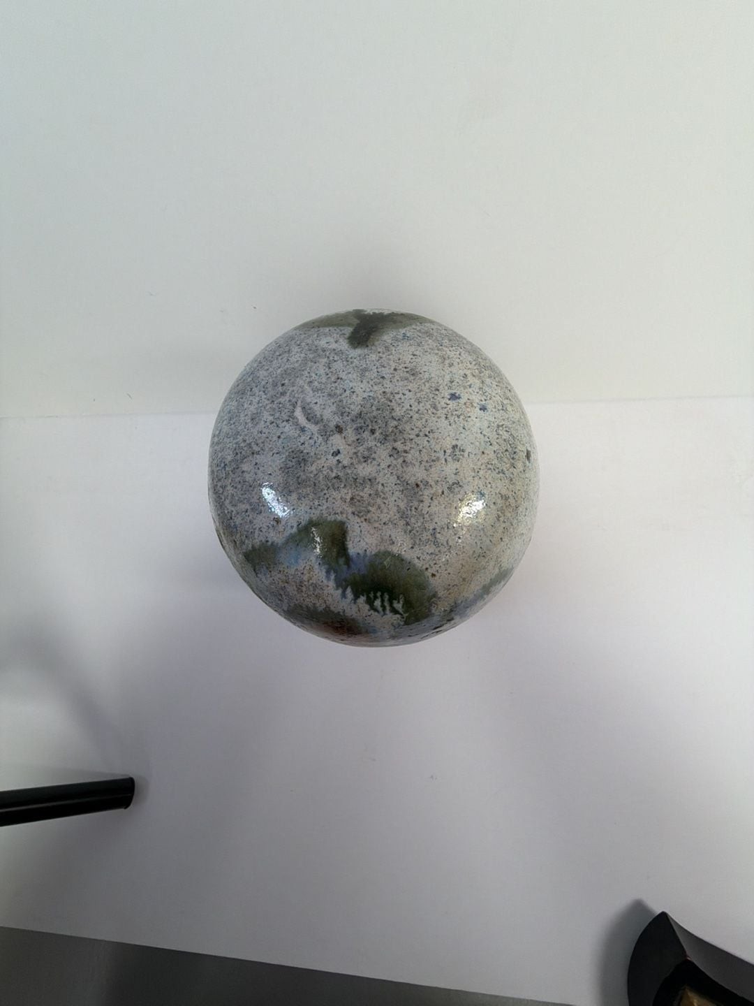 Artisan Studio Pottery Glazed Globe Sculpture 7″