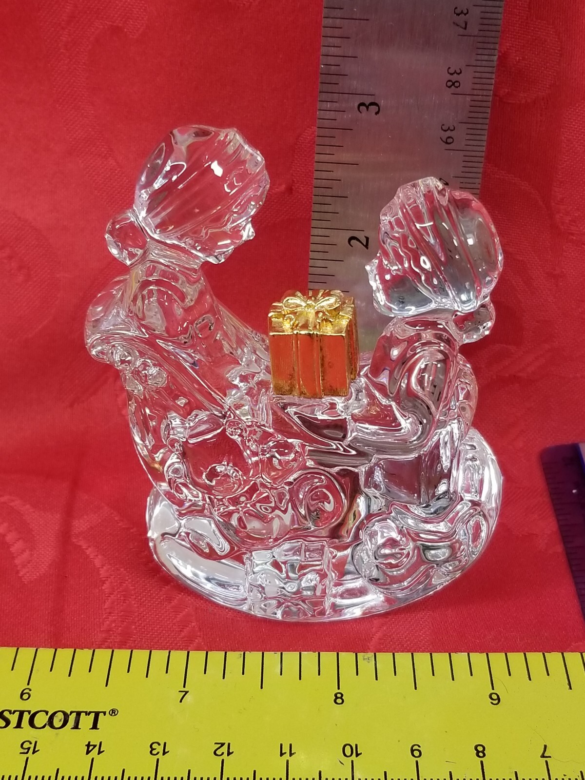 Waterford Marquis Christmas Crystal Figurine Rocking Sleigh Girls Gold Present