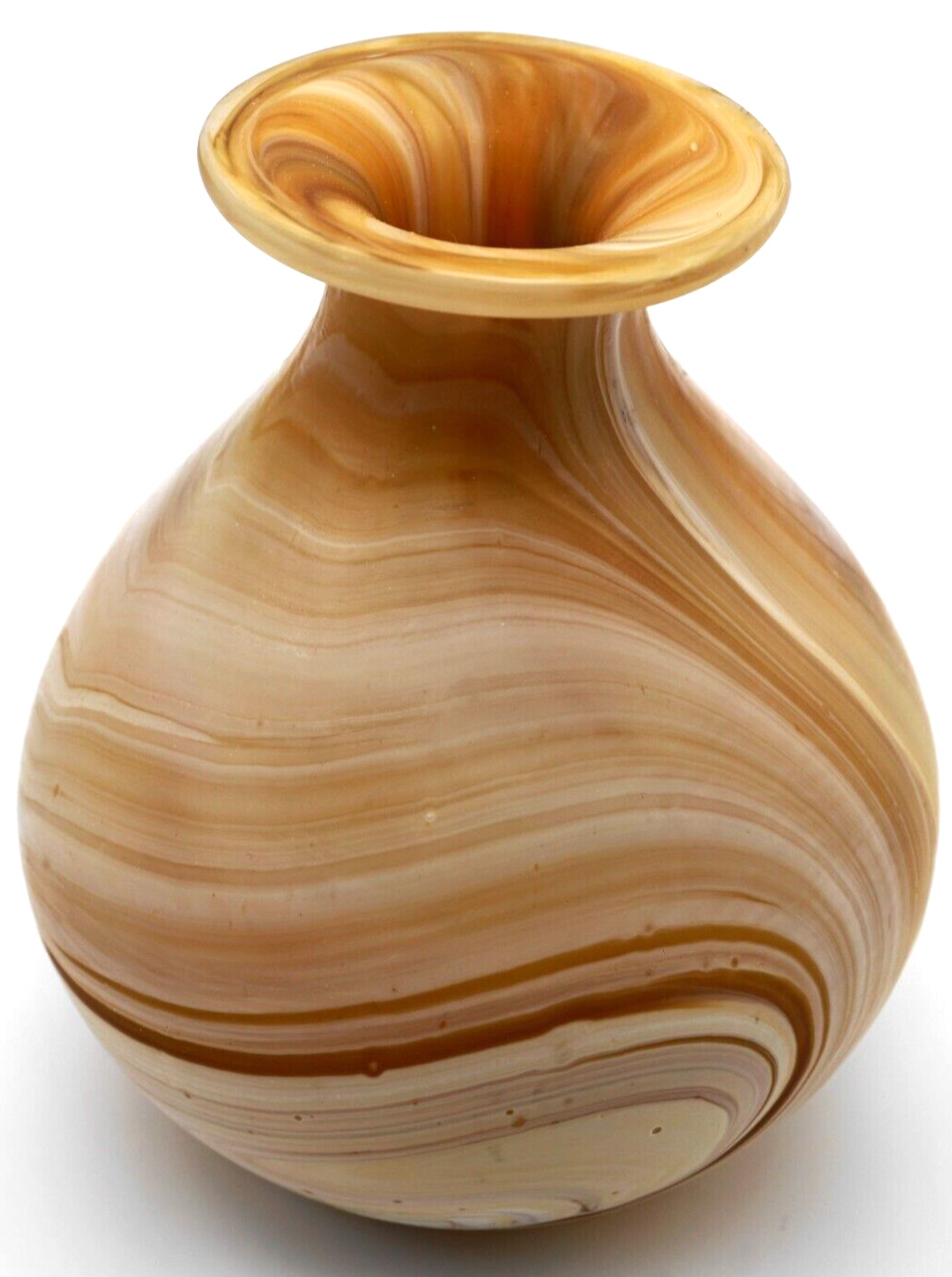 Beautiful Natural Stone like Caramel Swirl and Amber Textured Glass Vase
