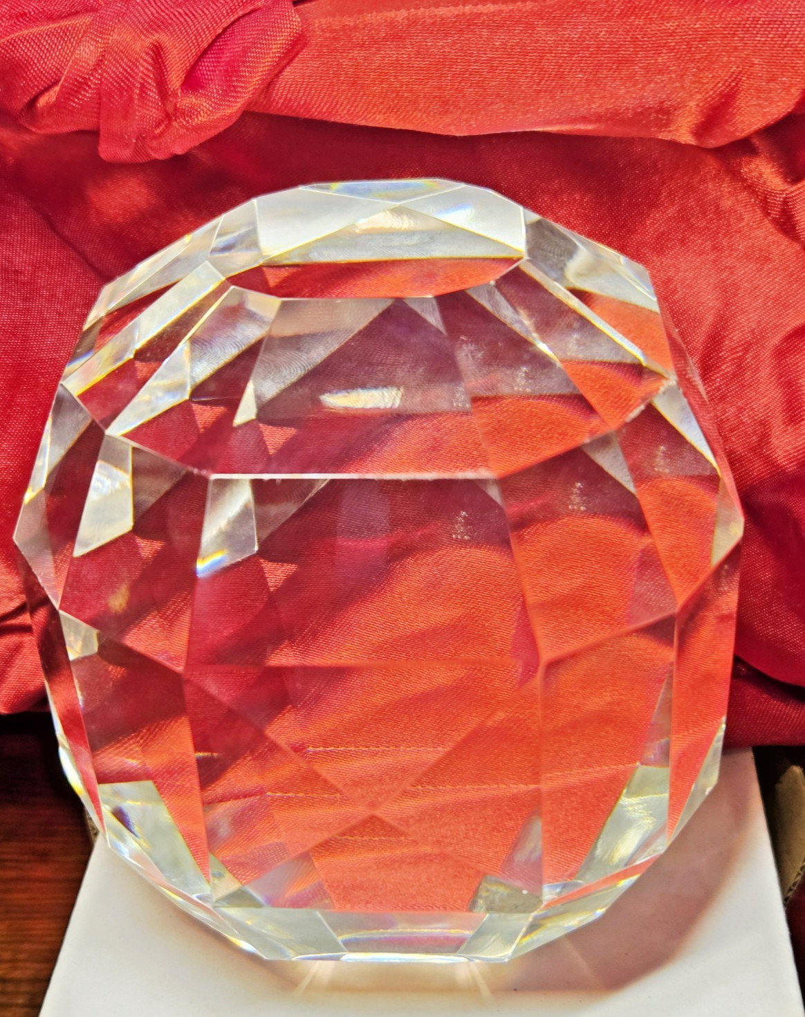 Large 4″ Faceted Optic Crystal Paperweight – Heavy 3lb 4oz Diamond Cut Globe