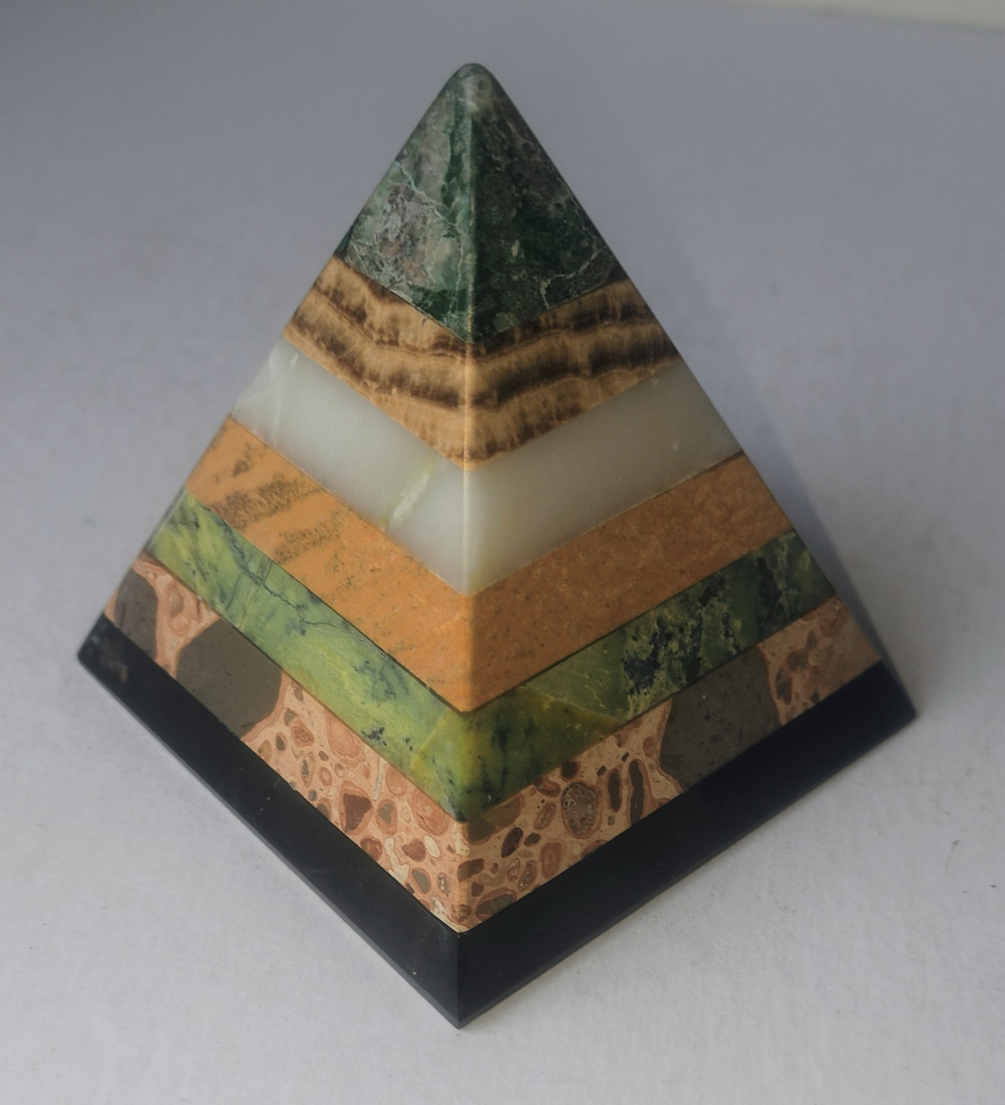 Multi Layered Gemstone Novica Spiritual Pyramid Sculpture Desk Paperweight