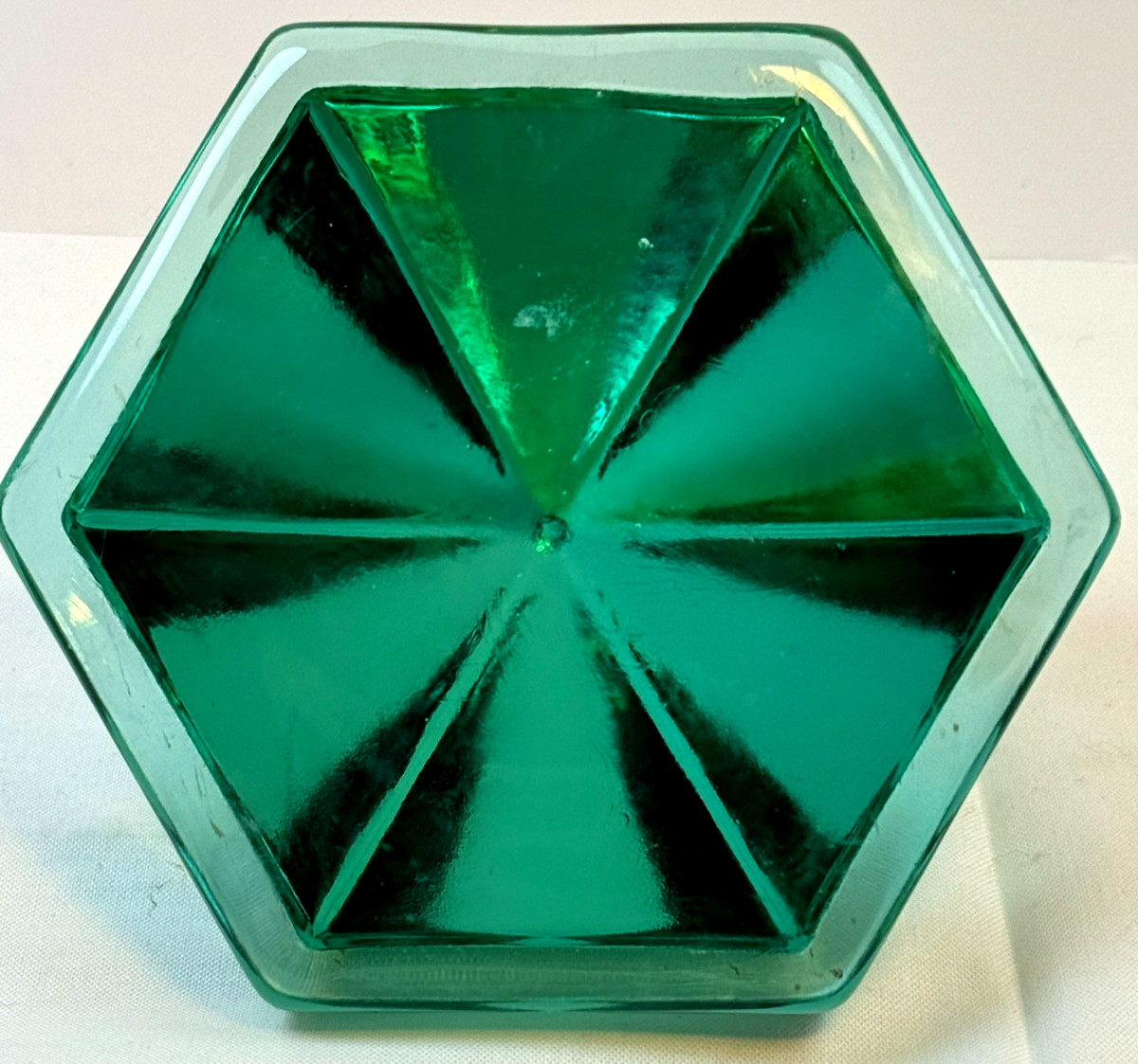 Green Glass Pyramid Paperweight Geometric Modern Desk Decor