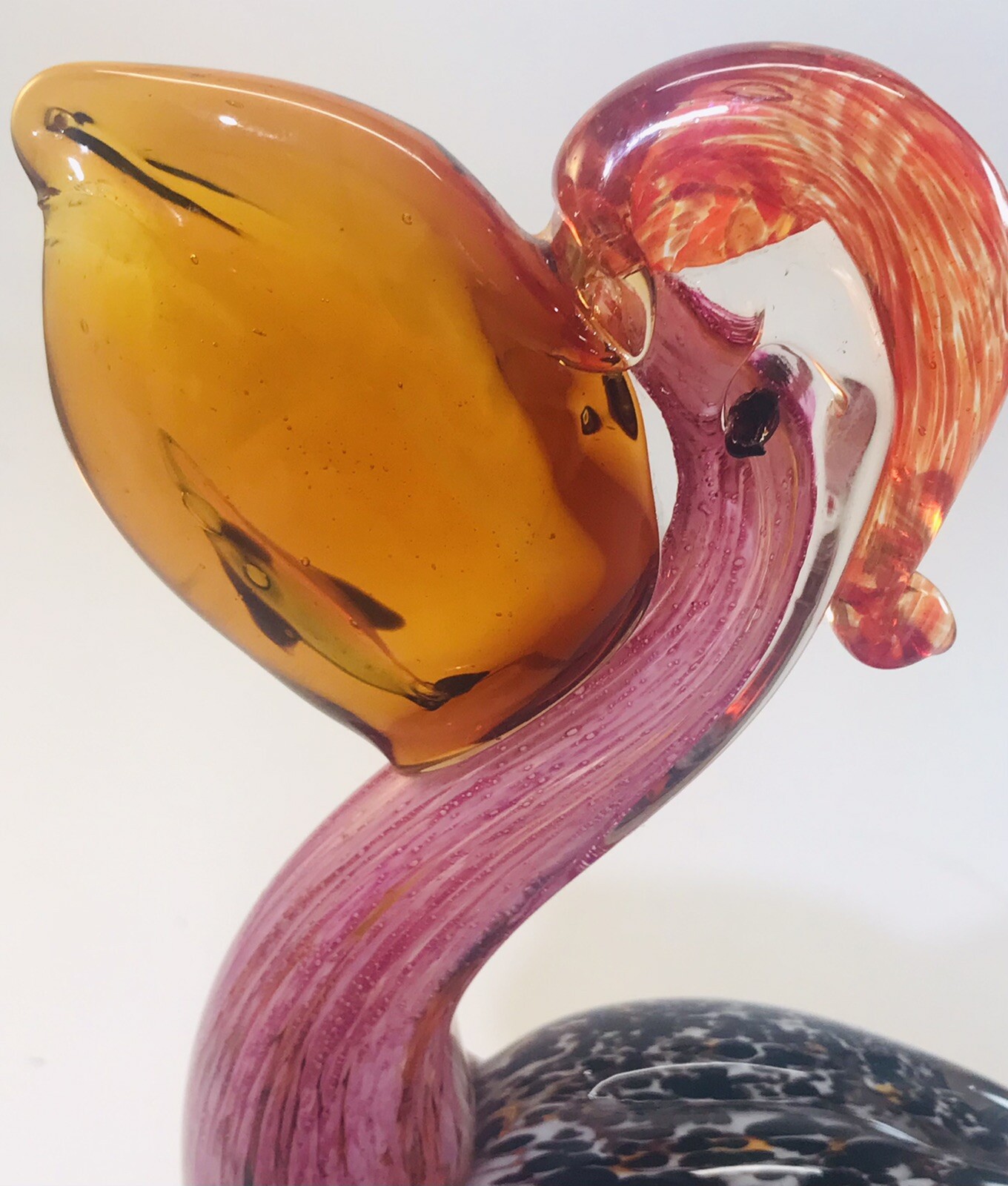 Pelican Bird with Fish in Mouth Beak Sculpture Figurine Multicolor