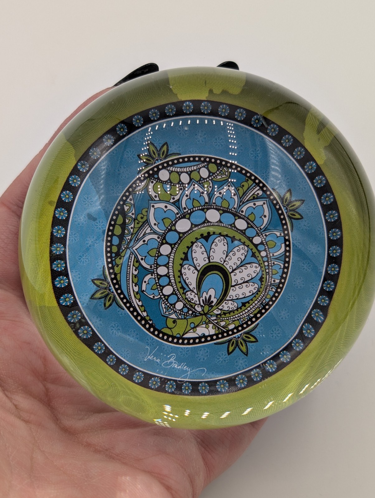 Vintage RARE OOAK Vera Bradley Paisley Design Dome Paperweight Signed By Artist
