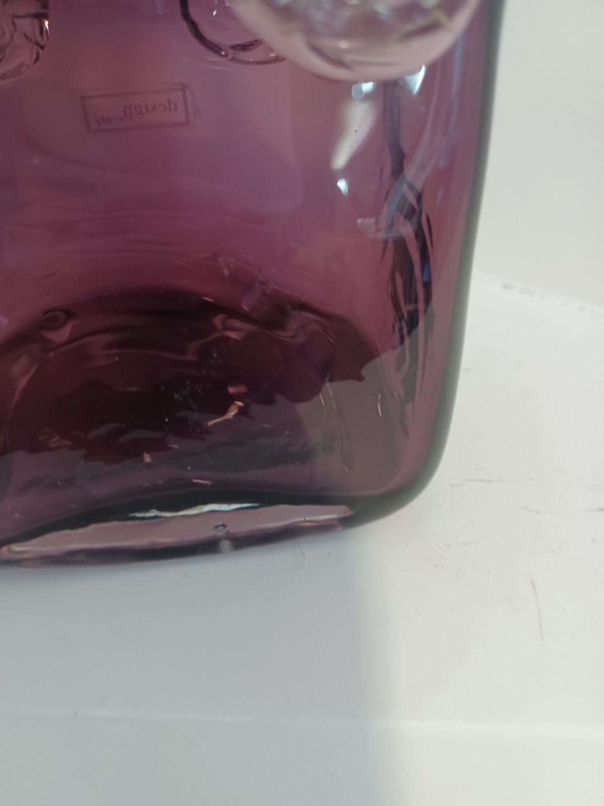 Vintage Amethyst Color,Design Society Art Glass Basket w/Applied Handle ~ LOVELY