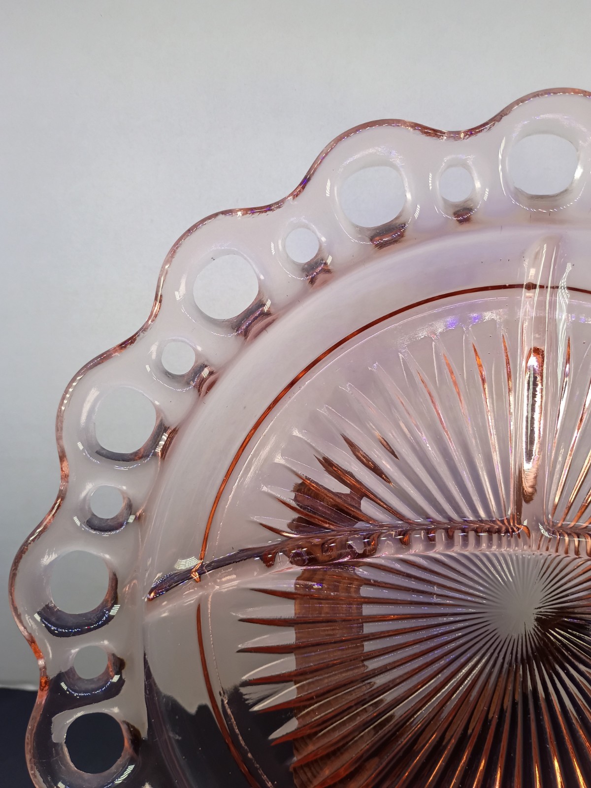 Vintage Pink Depression Glass Plate 10.5” Old Colony Lace Edge Hocking