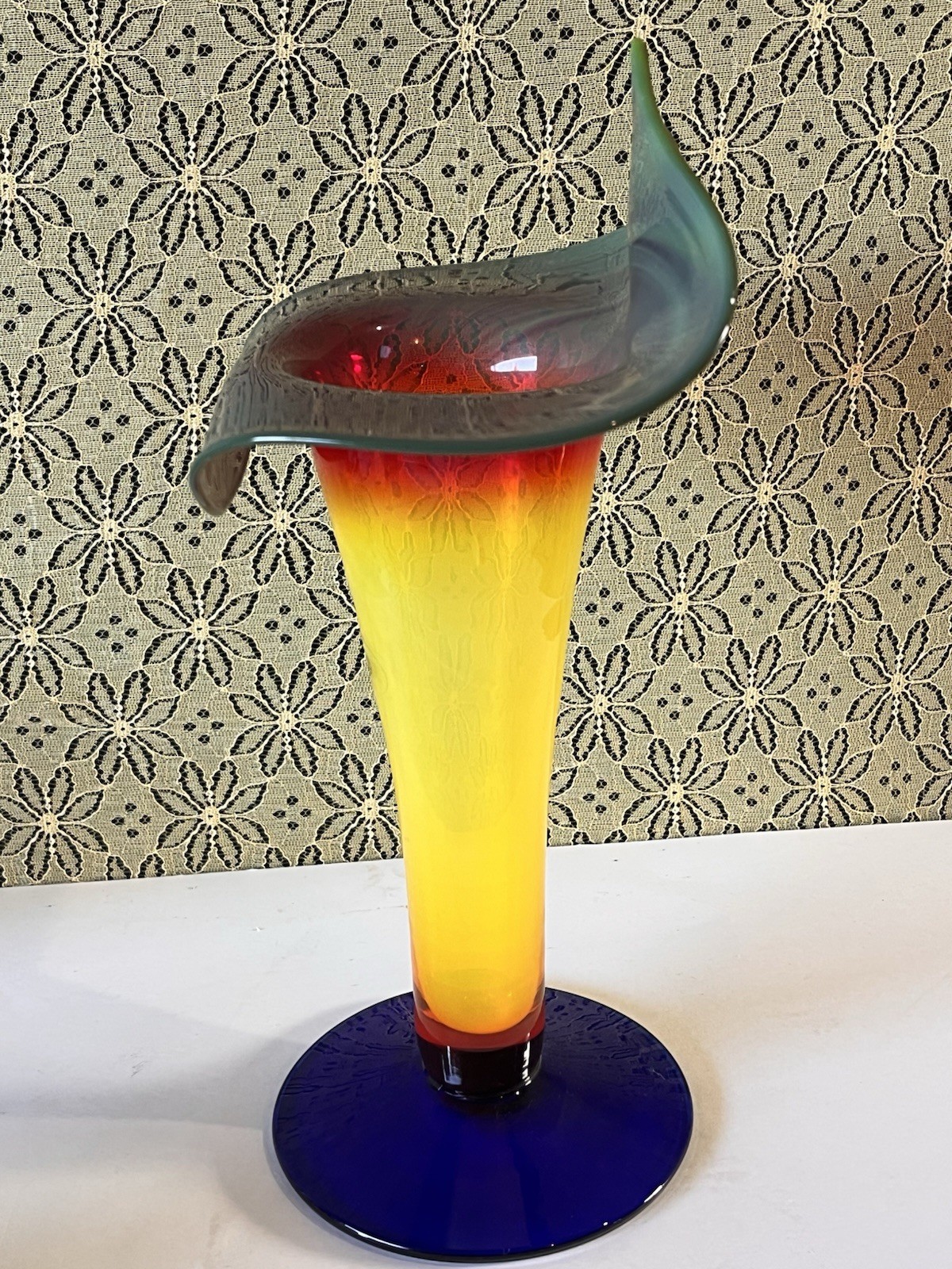 Rare Blenko 2003 Jack In The Pulpit Vase “Tequila Sunrise”
