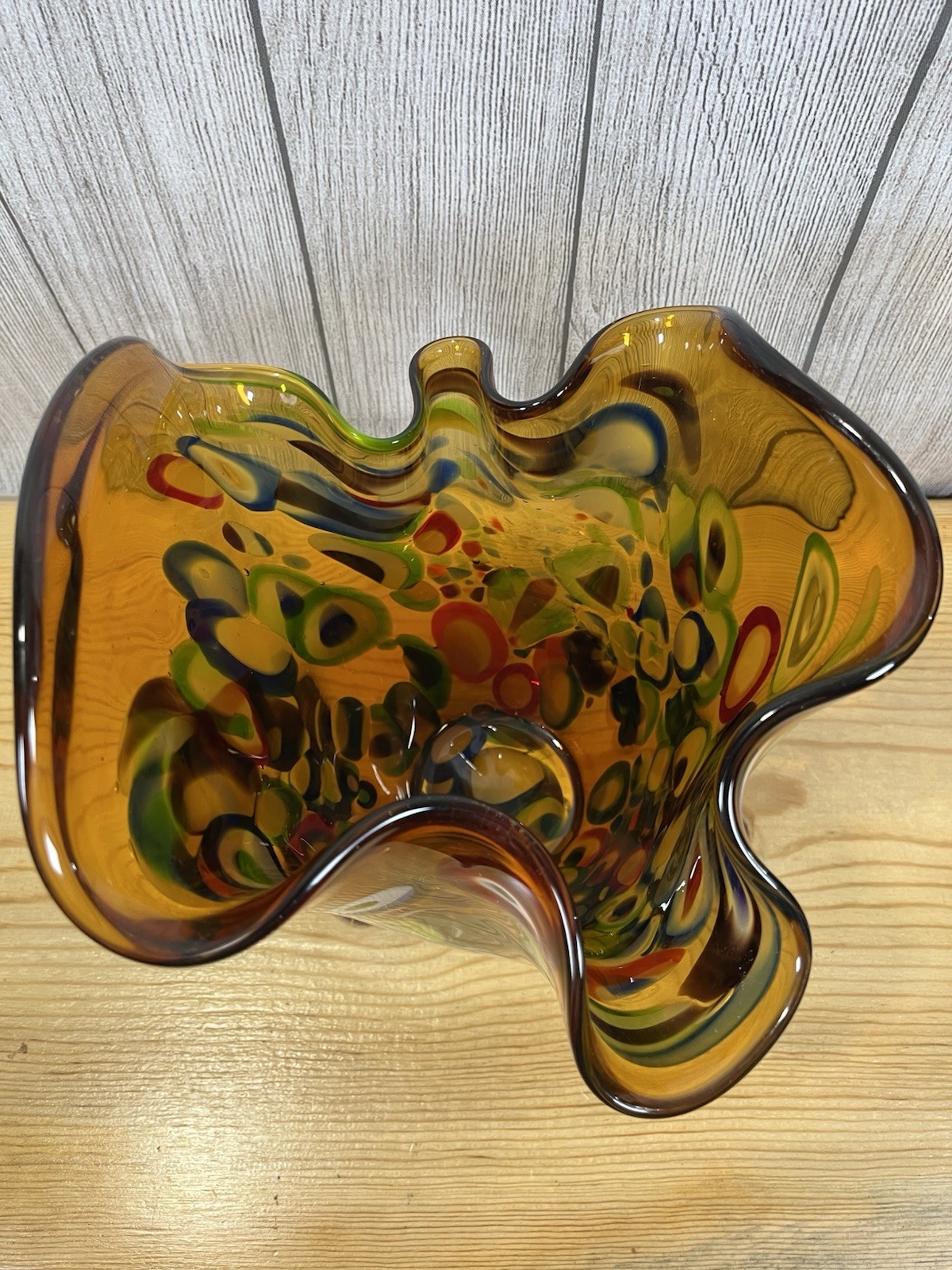 Gorgeous Vintage Murano Style Art Glass Vase. Home Decor. Heavy, Weighs 8lbs