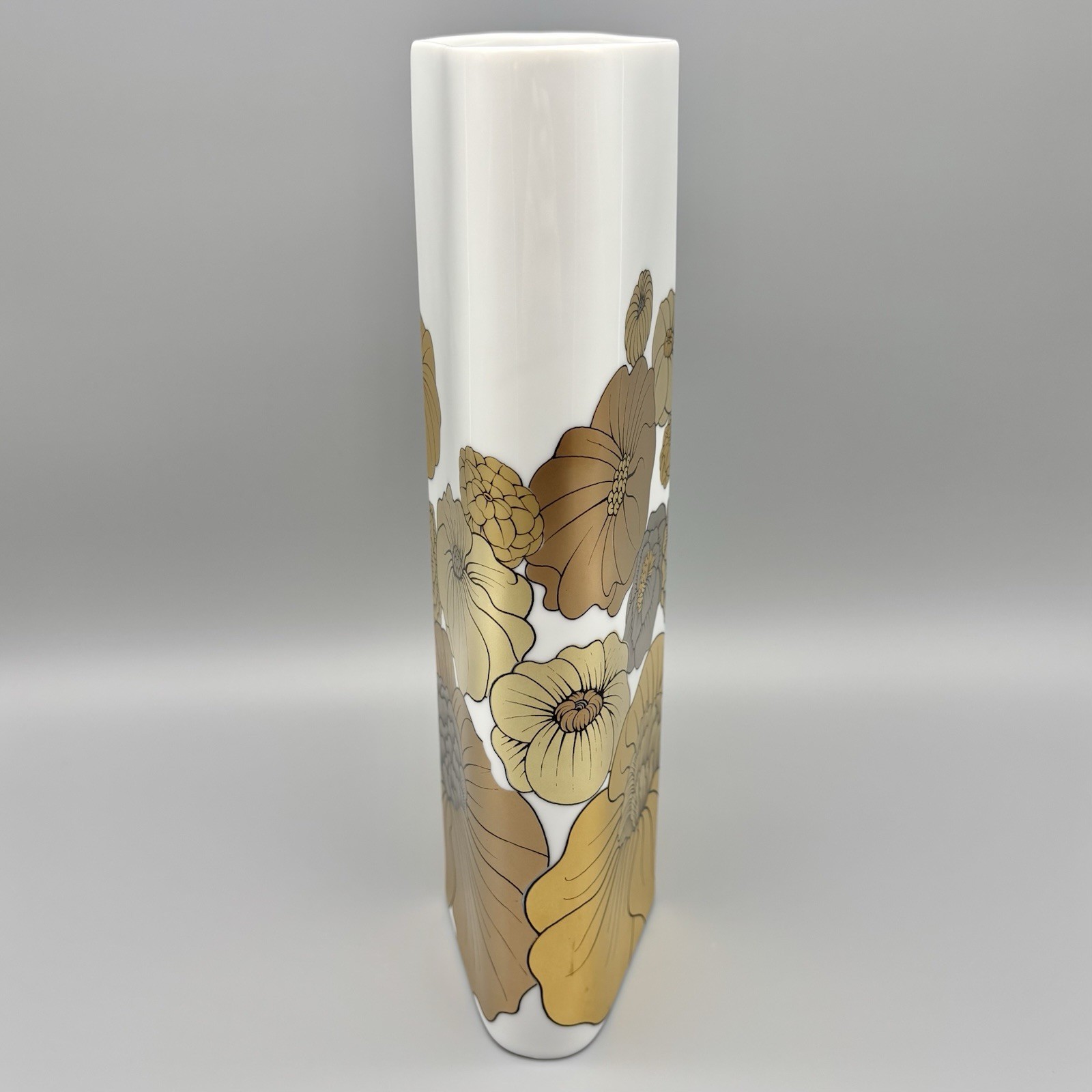 Rosenthal Germany Gilded Floral Large 12″ Vase Alain Le Foll Tapio Wirkkala MCM