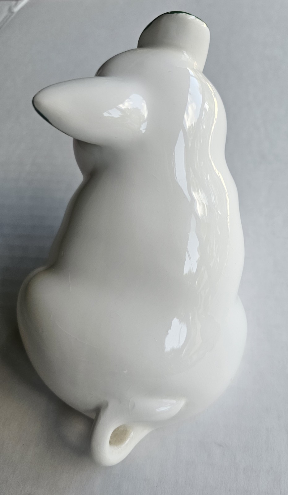 Ceramic Pig Figurine White Green Pink Polka Dot Glossy Finish 3D Effect