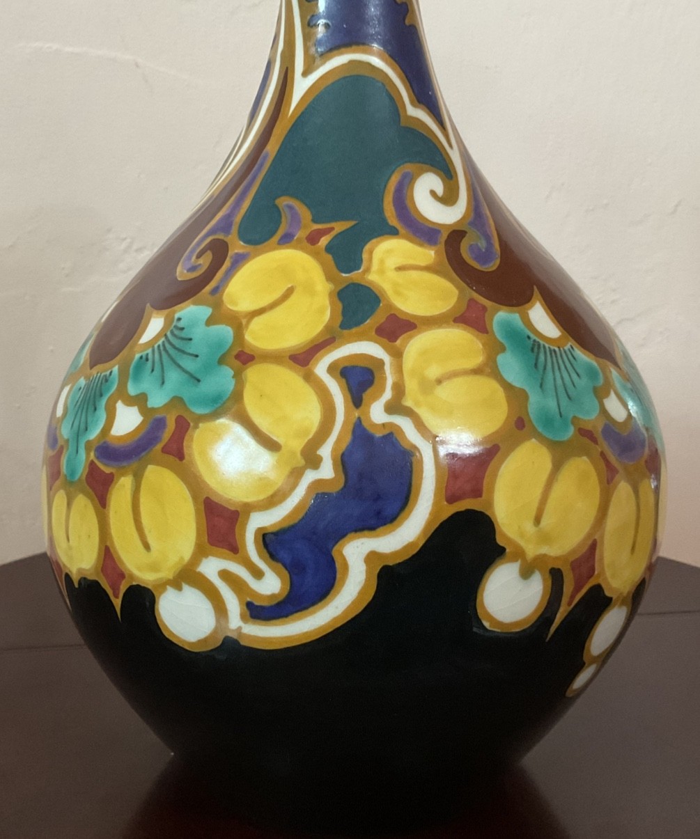 ( 10.25”h x 6.5”w ) Gouda – Holland Ivora Vase in glazed ceramic From 1914-1964