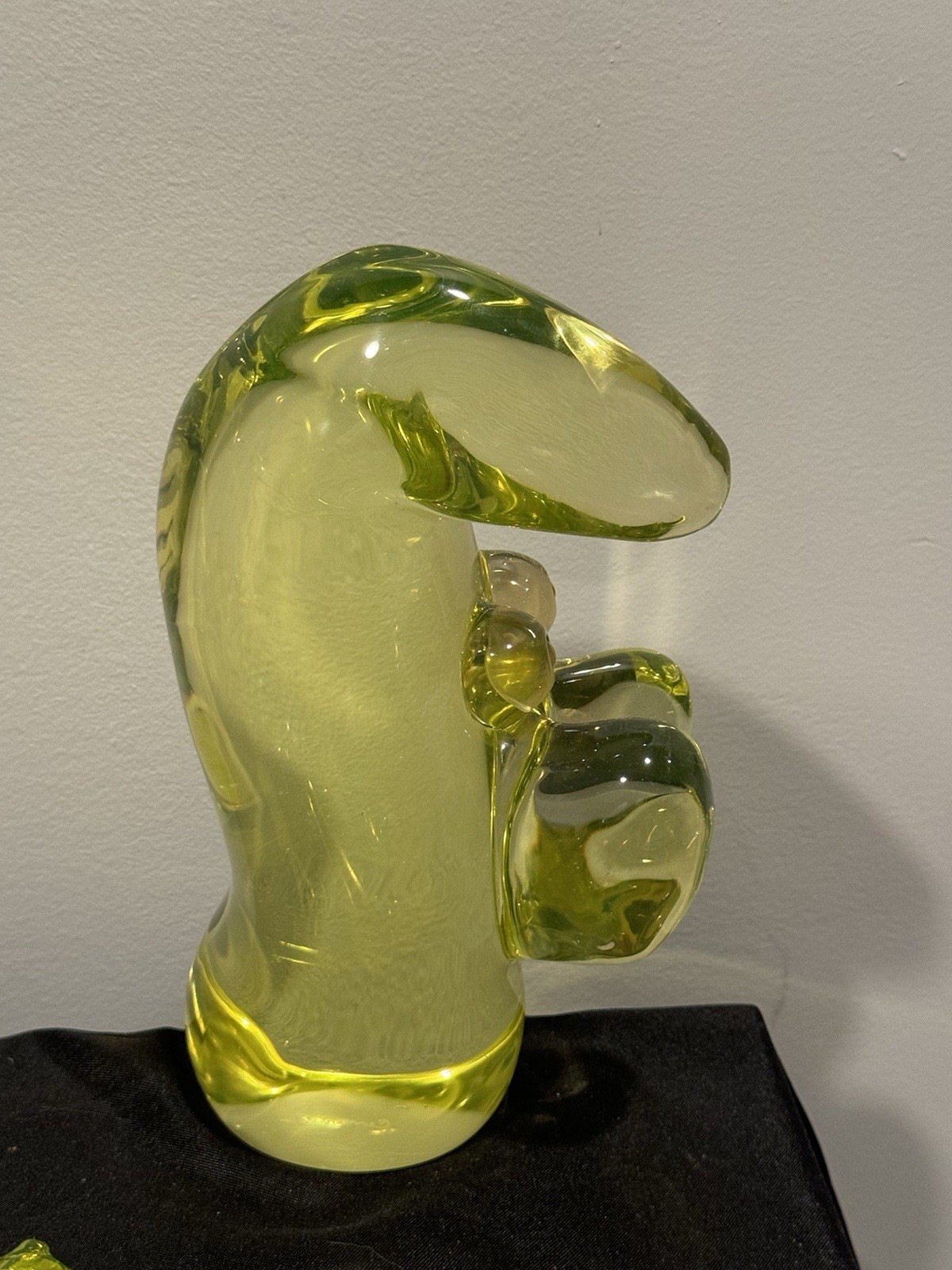 Murano Uranium Glass vaseline horse 11 pounds