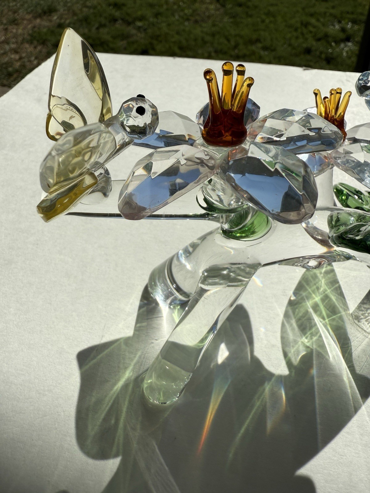Vintage Shannon Crystal by Godinger “Flowers and Butterflys” Crystal Sculpture