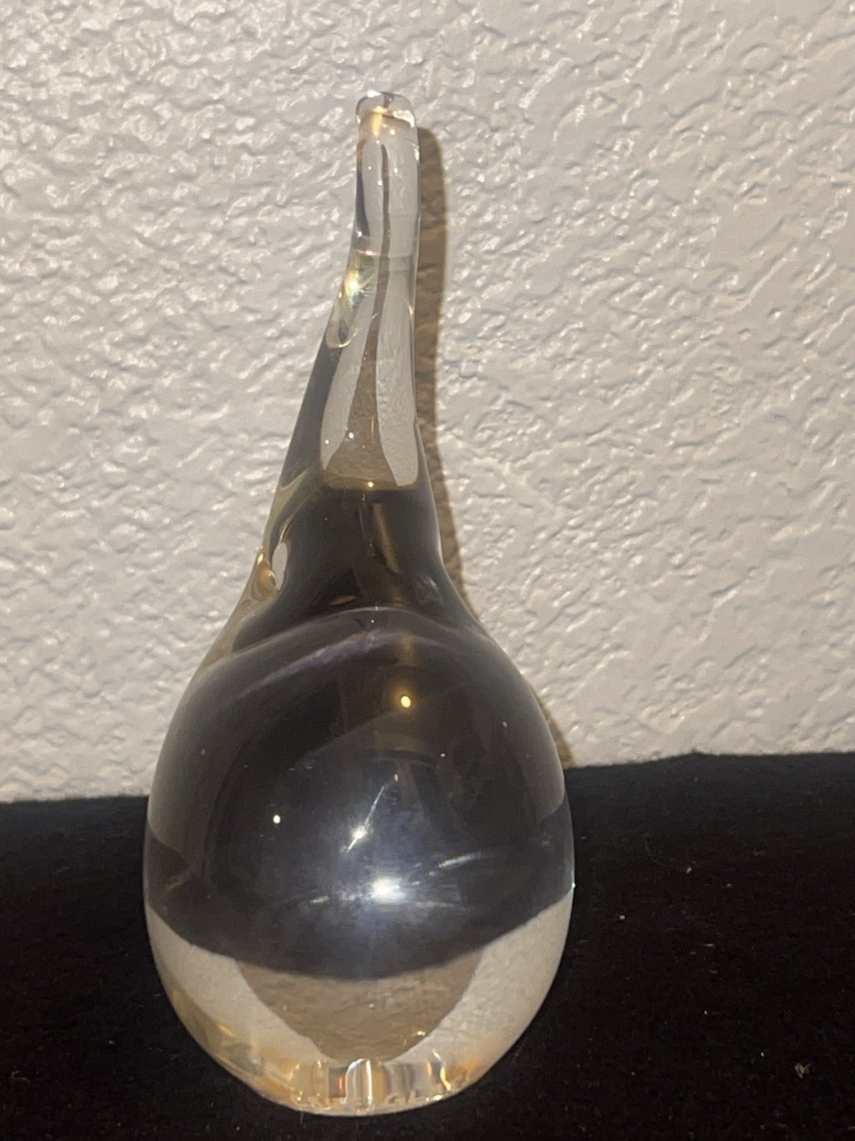 Clear Art Glass Crystal Elephant Modernist Figurine Paperweight 5.5” Signed