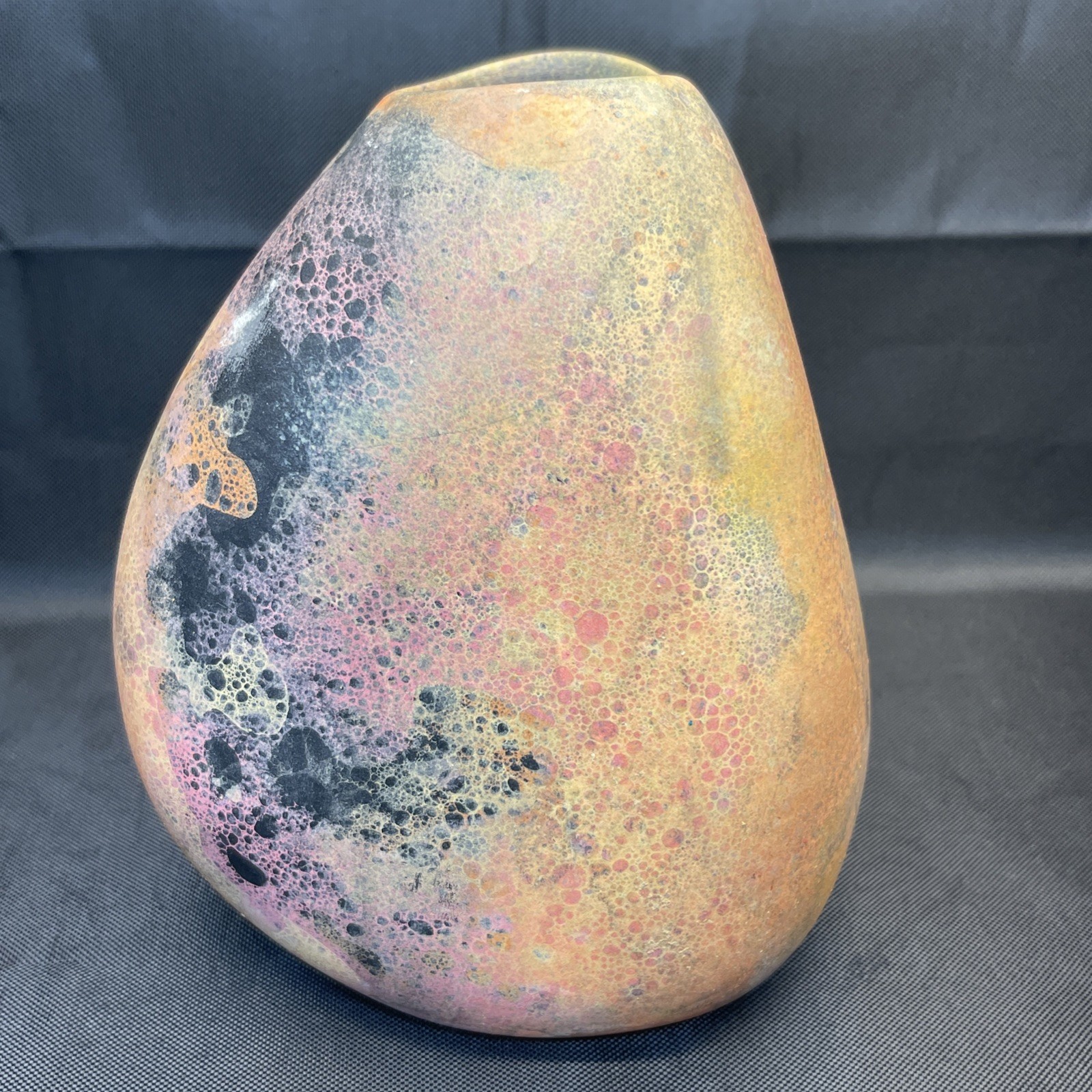 Standing Stones vase Nicholas Bernard Pottery In Orange Pink Black Design 1993