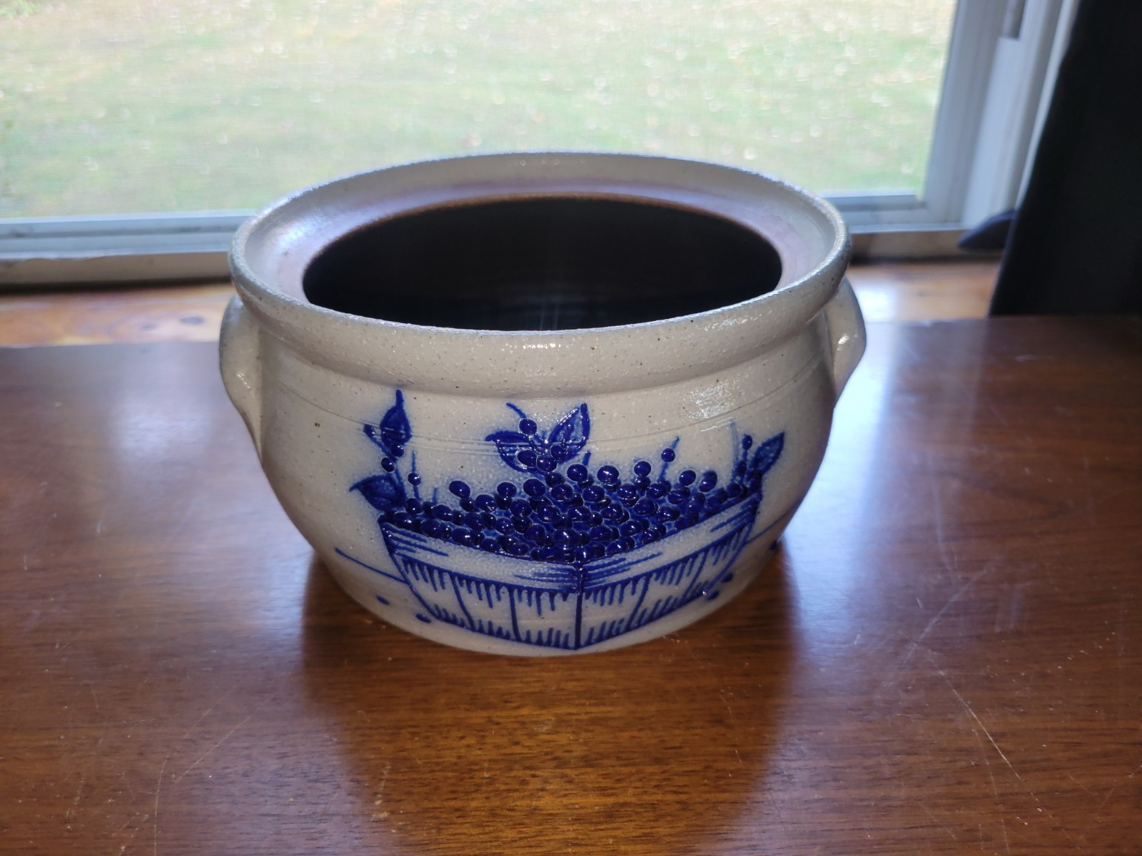 SALMON FALLS 1991 Blueberry Basket Salt Glaze Stoneware Bean Pot?