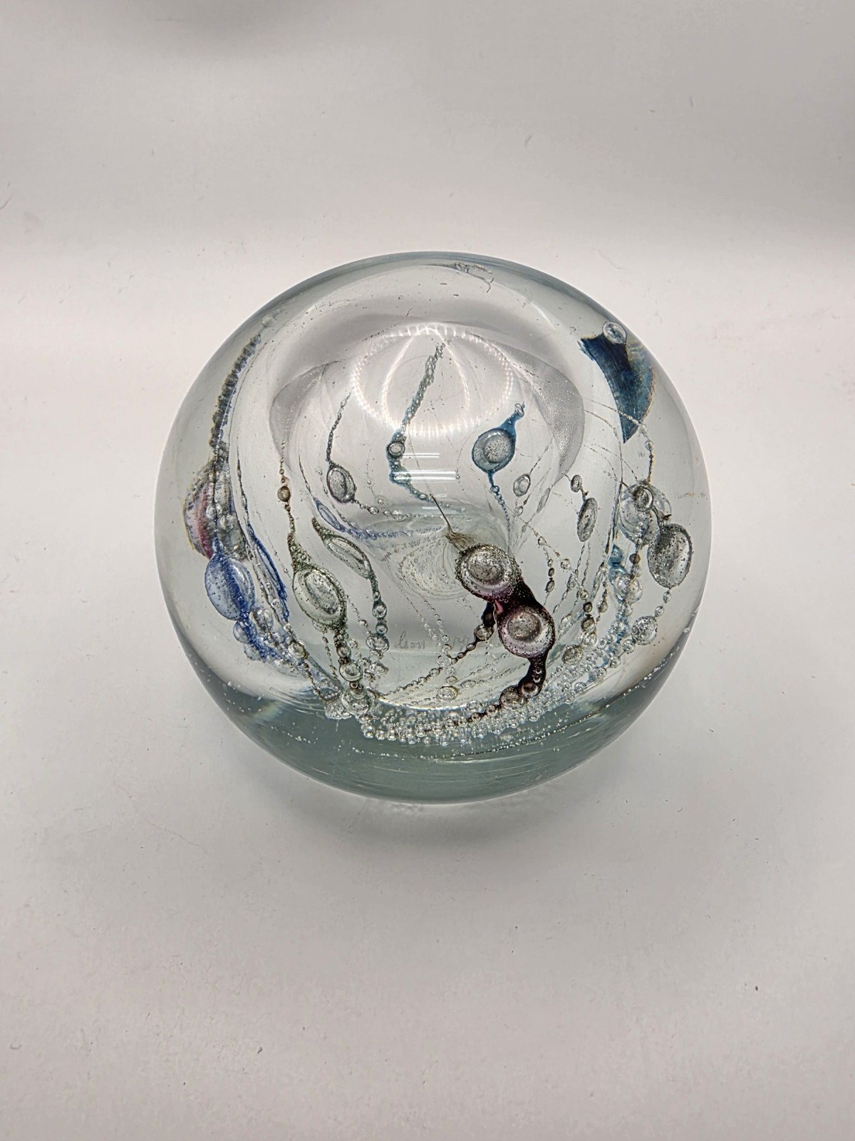 Vintage Leon Applebaum Blown Glass Paperweight Signed 1981 Multicolor