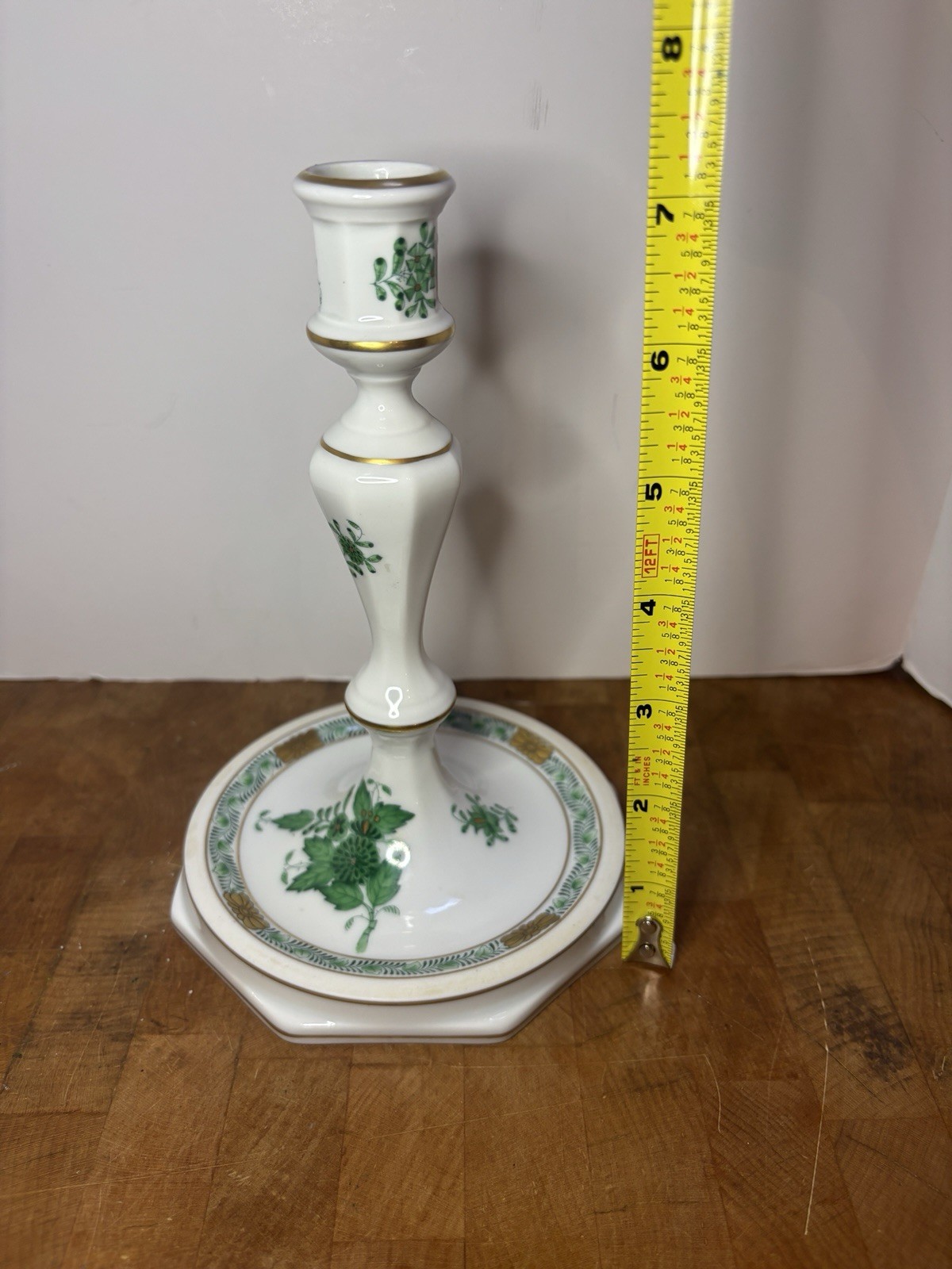 Herend Chinese Bouquet Apponyi Green Candlestick Candle Holder Single