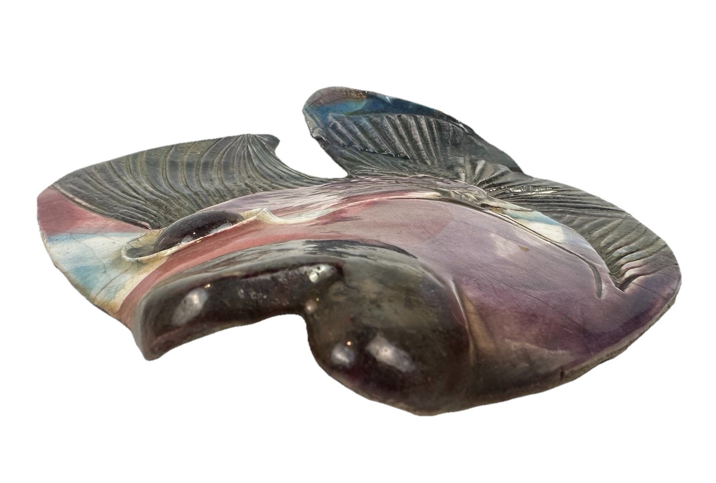 Vintage Clay Pottery Fish Art Wall Hanging Iridescent Fins Raku? 3D Style Costal