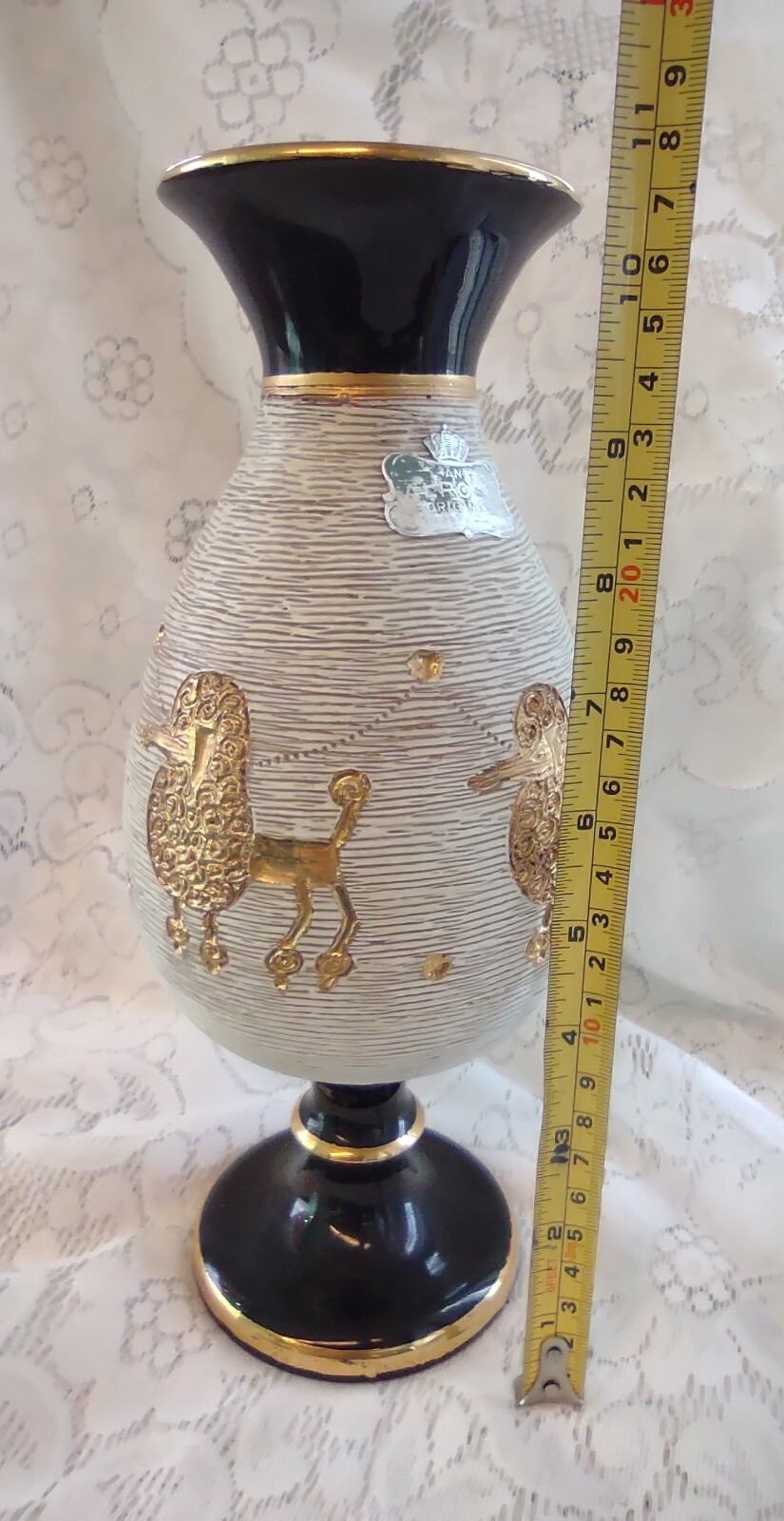 Rare Vintage MCM Fratelli Gilded French Poodle Vase Made In Italy