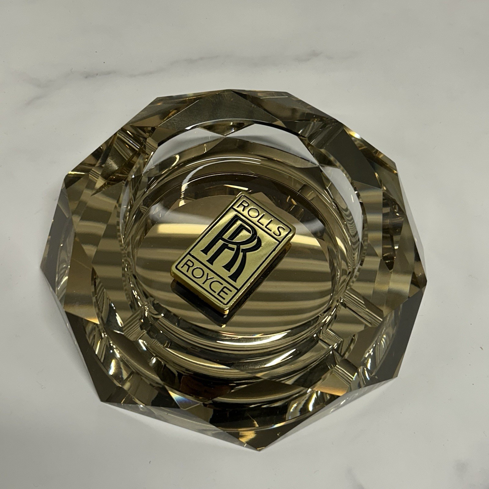 Rolls Royce Glass Ashtray for Cigar Cigarettes etc Vintage Collectible VIP Gift