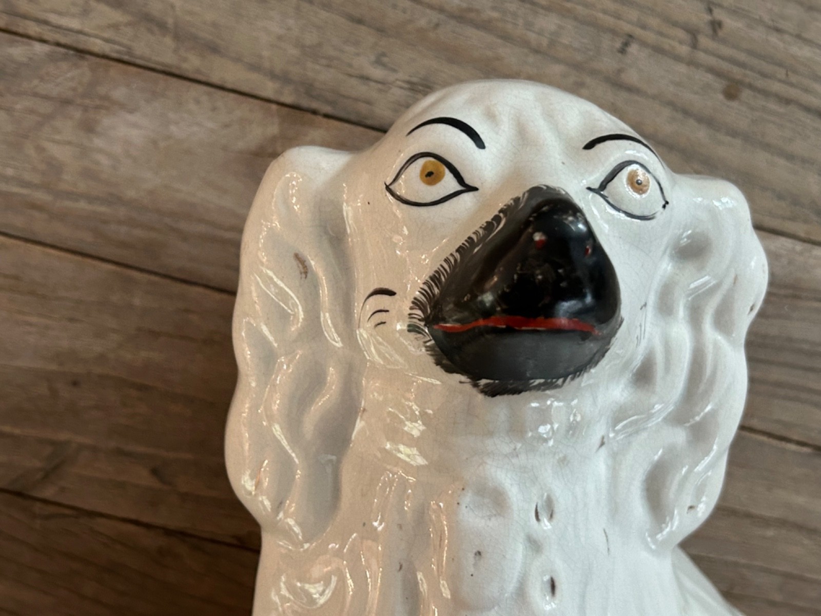 Authentic Antique Staffordshire Large Spaniel Dog Pair – 12″
