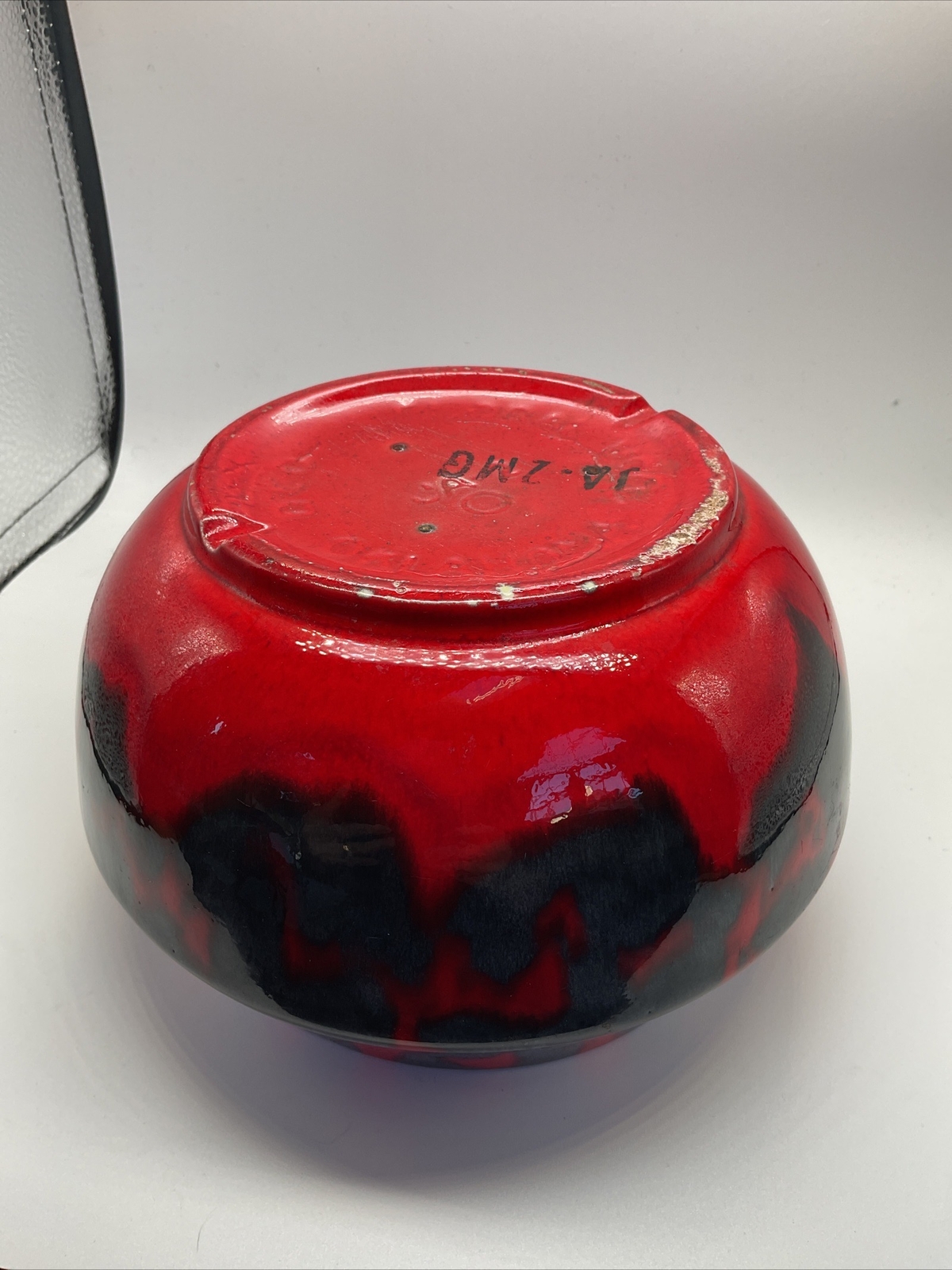 JA Pottery 2MG – Pottery Vase Bowl Pot – Red & Gray – 5” Top Diameter