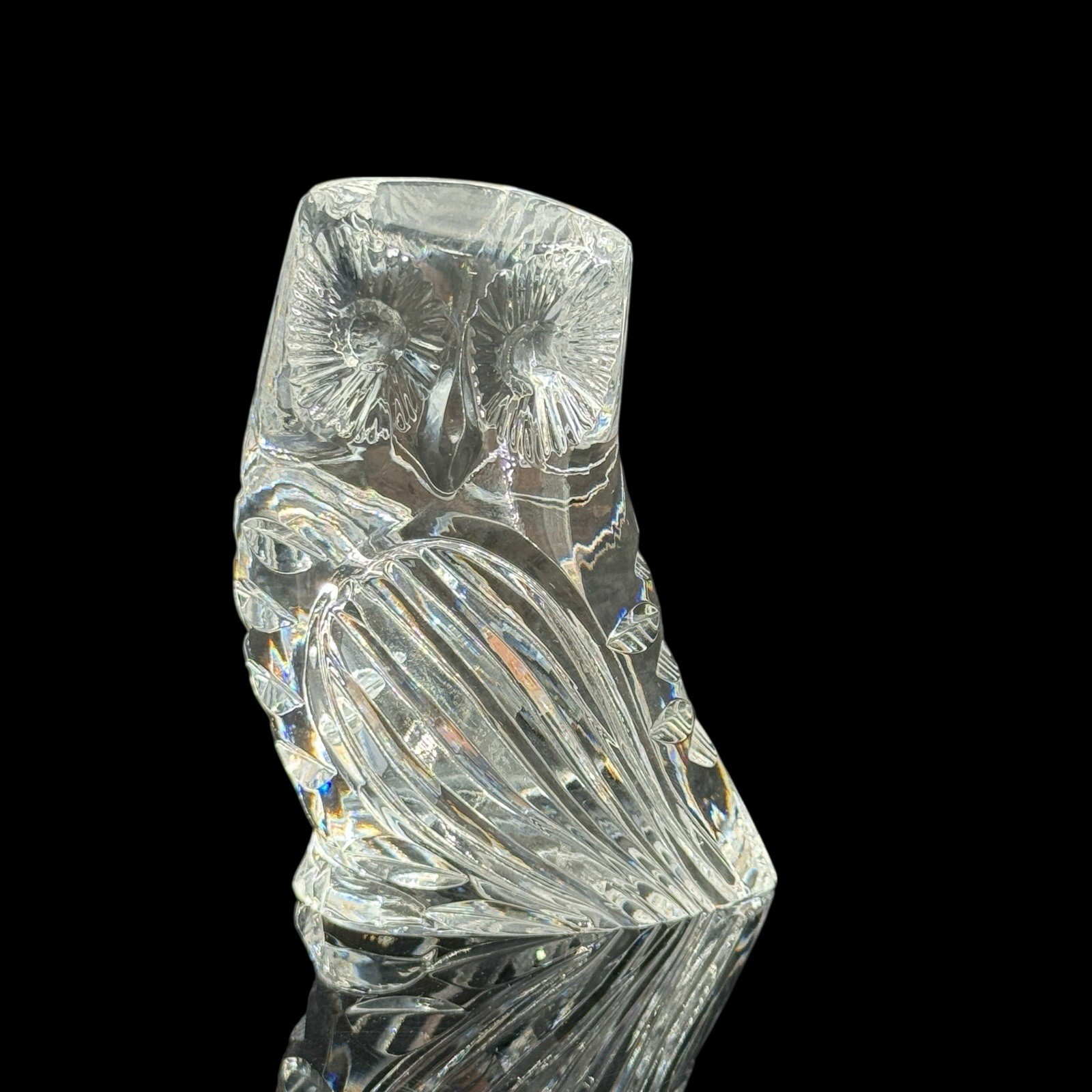 Waterford Crystal Small Owl Cut Glass Figurine Paperweight 3.25 inches Tall