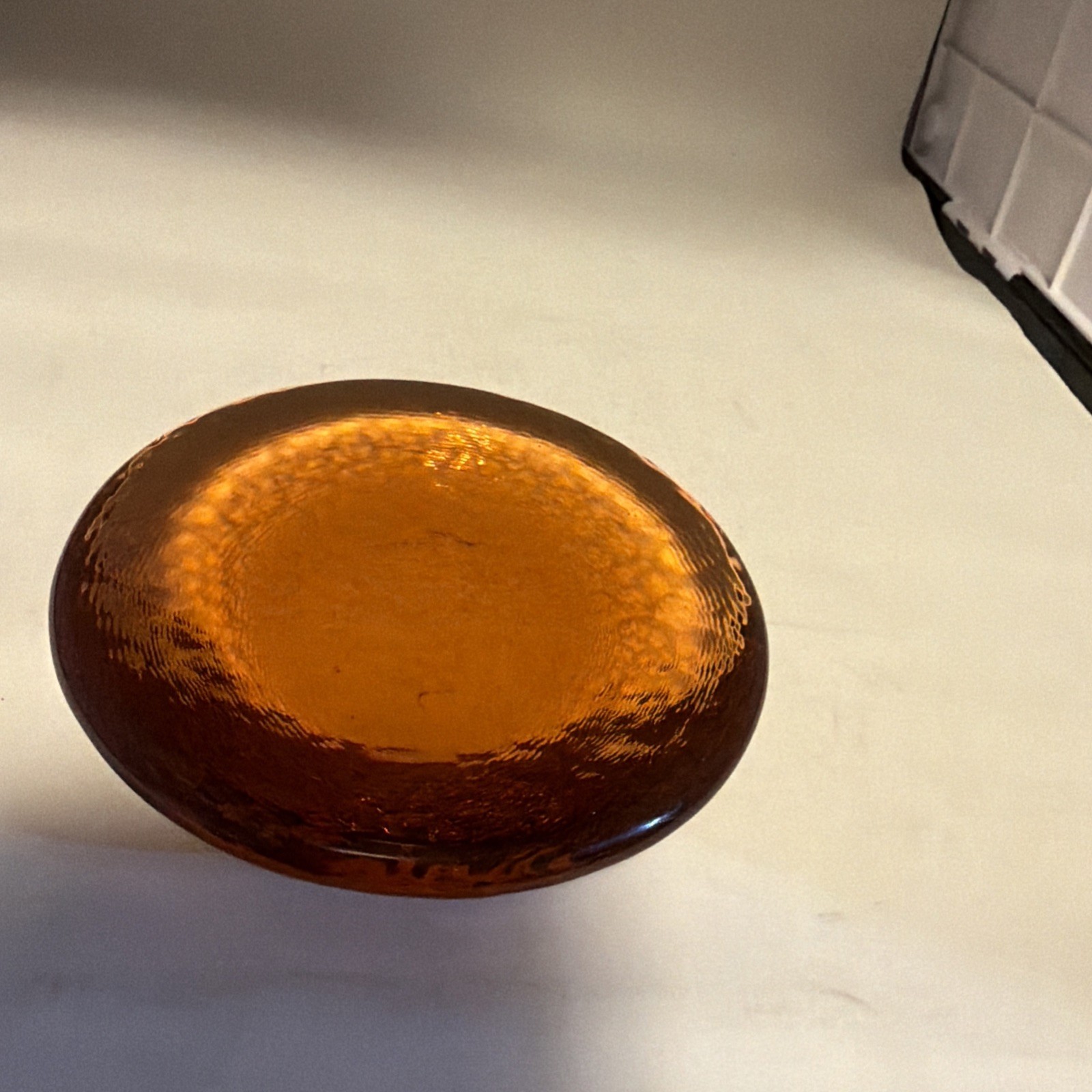 Fire and Light Recycle Glass Orange Disc Candle Holder Paperweight See Pictures