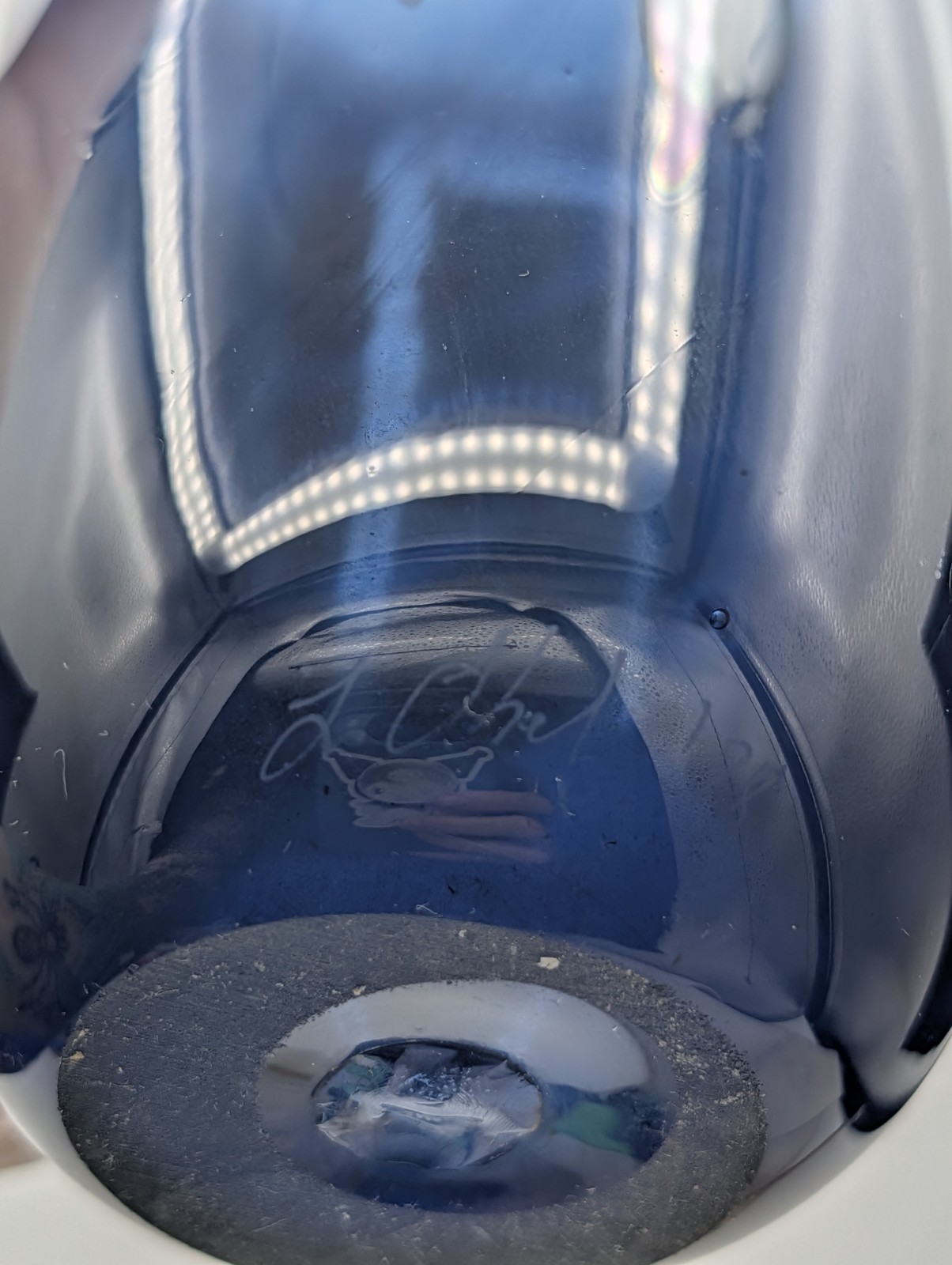Vintage 78 L. Lois Abel Art Glass Vase Dark Cobalt Blue Purple Light Blue Swirl